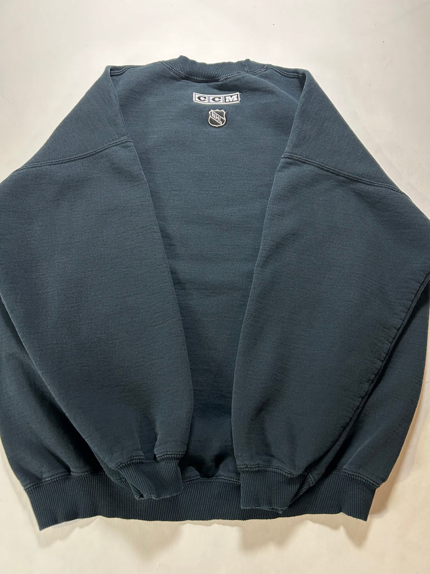 Vintage CCM Minnesota Wild NHL Crewneck Sweatshirt 2000s Black Worn In XL/L Fit 26x28.25 Inches