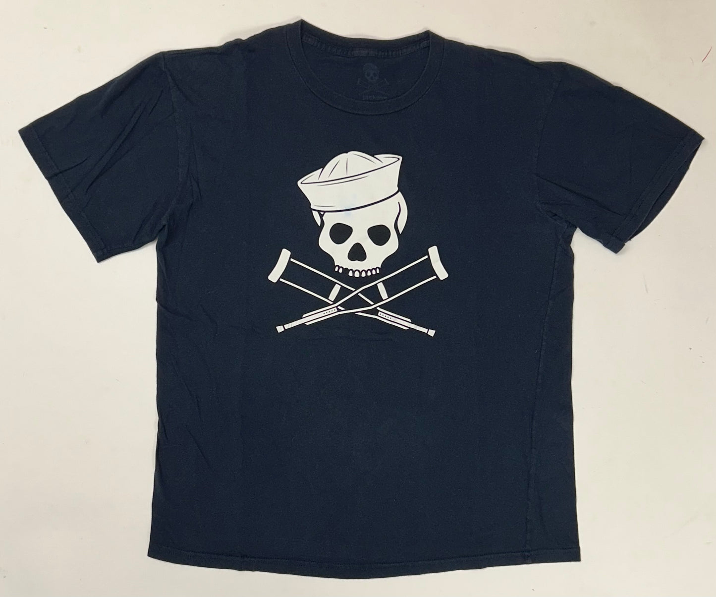 2010s Jackass Skull Logo Tee Navy Large 22x28.25 Inches As Is