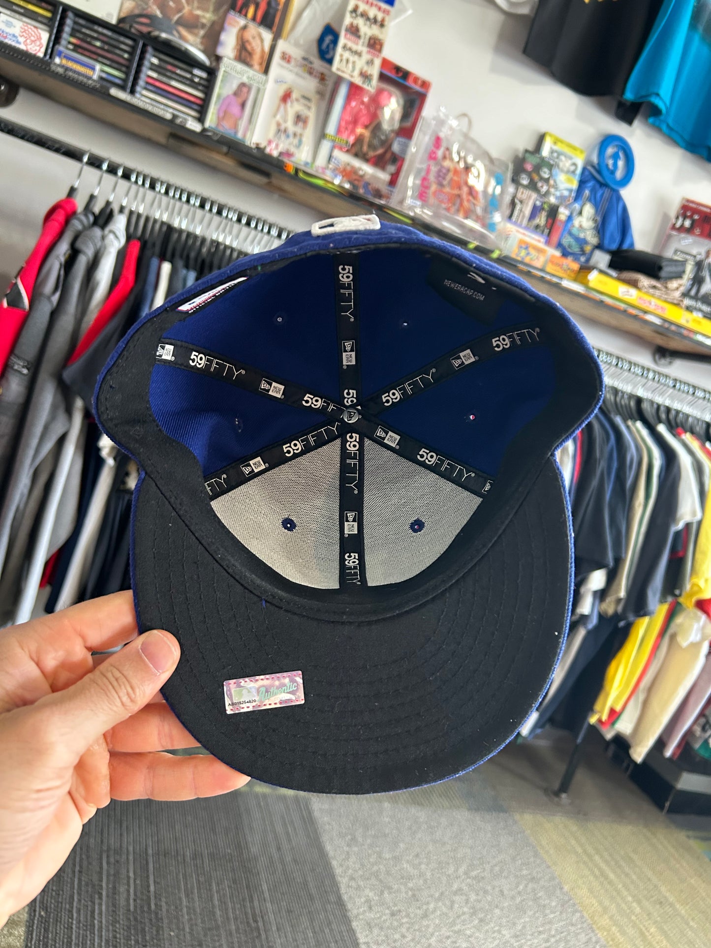 Los Angeles Dogers NewEra Hat Fitted Cap Adult Size 7 1/4 Blue LA Logo Polyester China