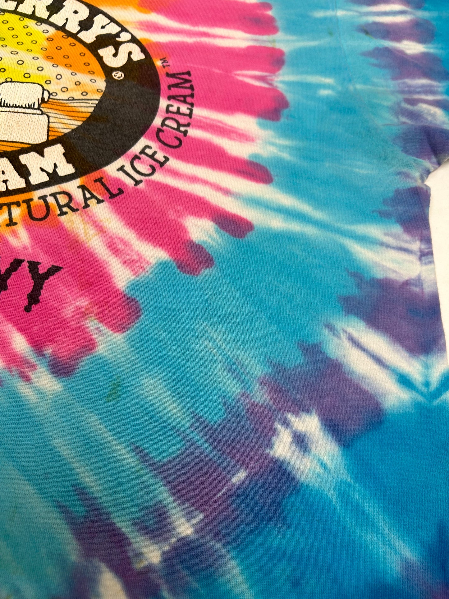 Vintage 90s Ben and Jerrys Wavy Gravy Ice Cream Tie Dye Tee Stained As Is XL 24.5s29.5 Inches