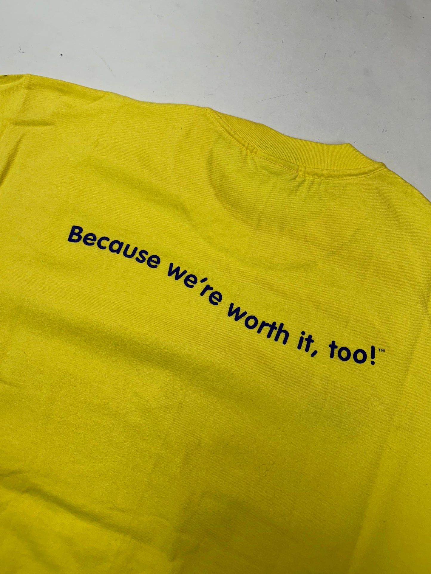 Vintage L’Oréal Kids Because We’re Worth It, Too! Soap Promo Shark Tee Yellow Large 21.5x29 Inches