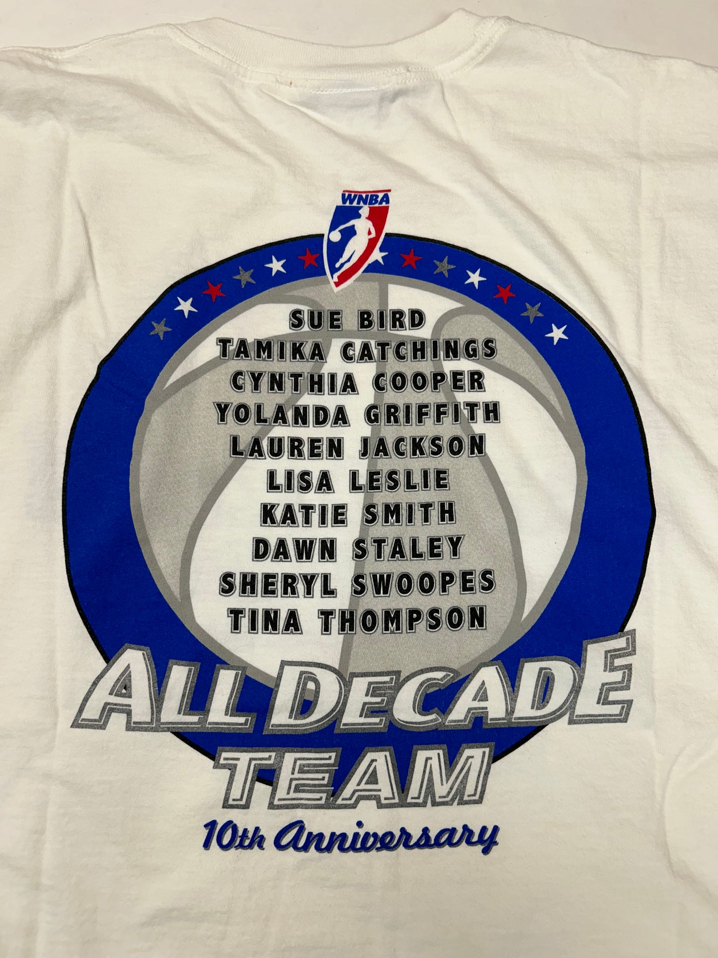 Vintage 2006 WNBA All Decade Team 10th Anniversary Roster Tee XL 23.5x30.25 Inches