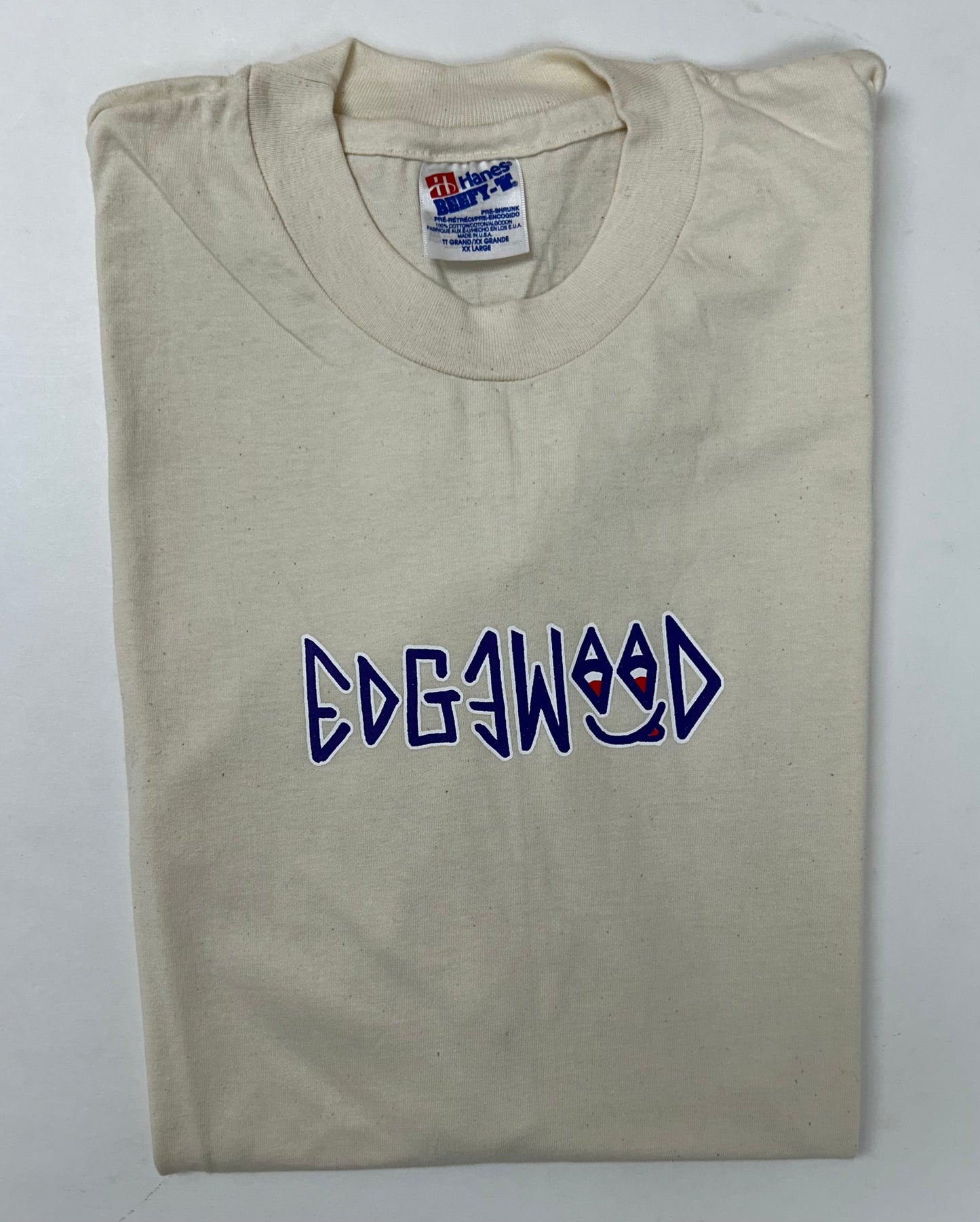Edgewood NJ first edition “Deeper Than The Roots.” Tee 2XL 90s Hanes Beefy-T USA 100% Cotton Light Tan