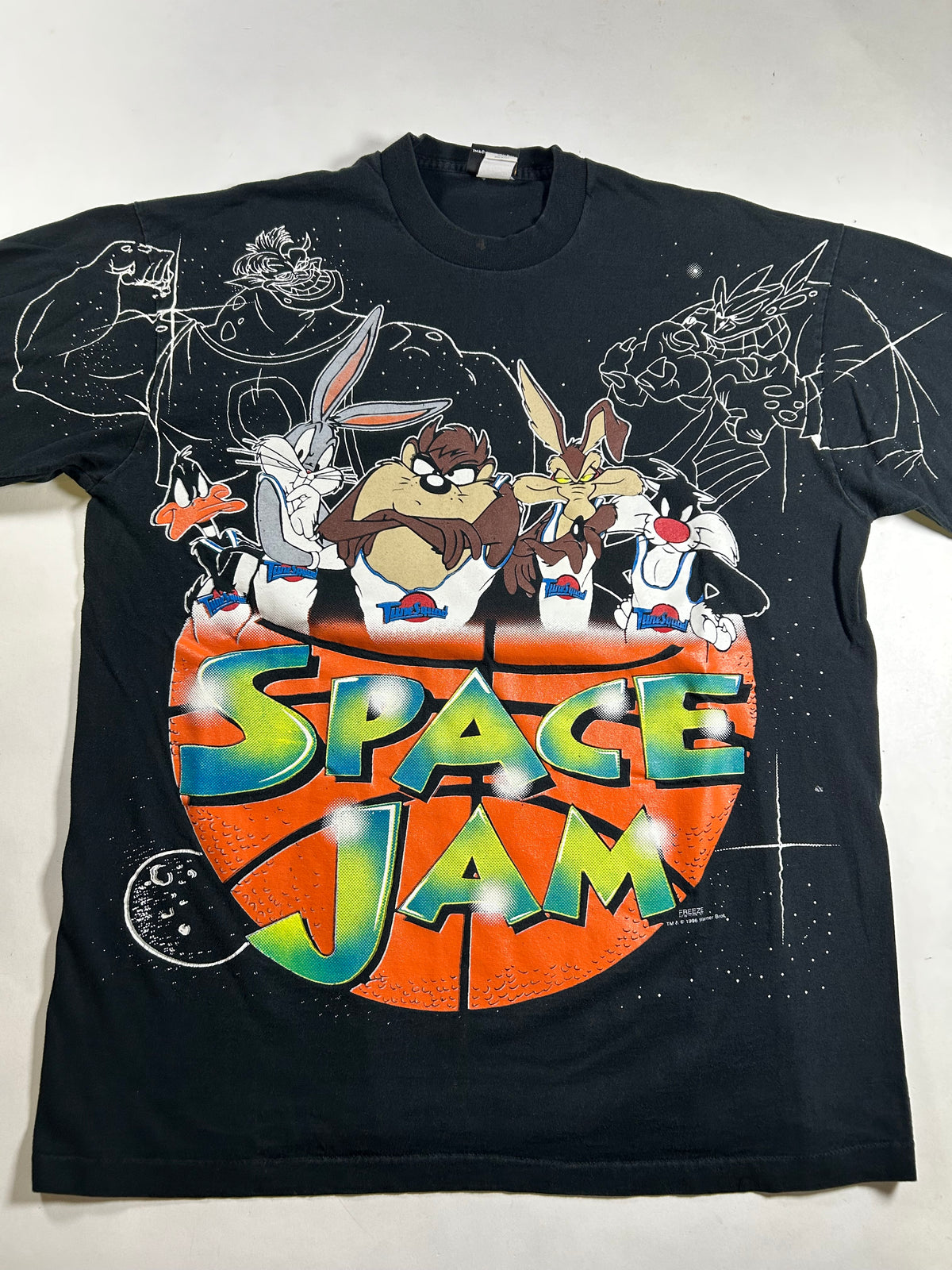 Vintage Space Jam Movie Promo Long Sleeve T-shirt 1996 Looney Tunes XL 24.5x31.25 Inches