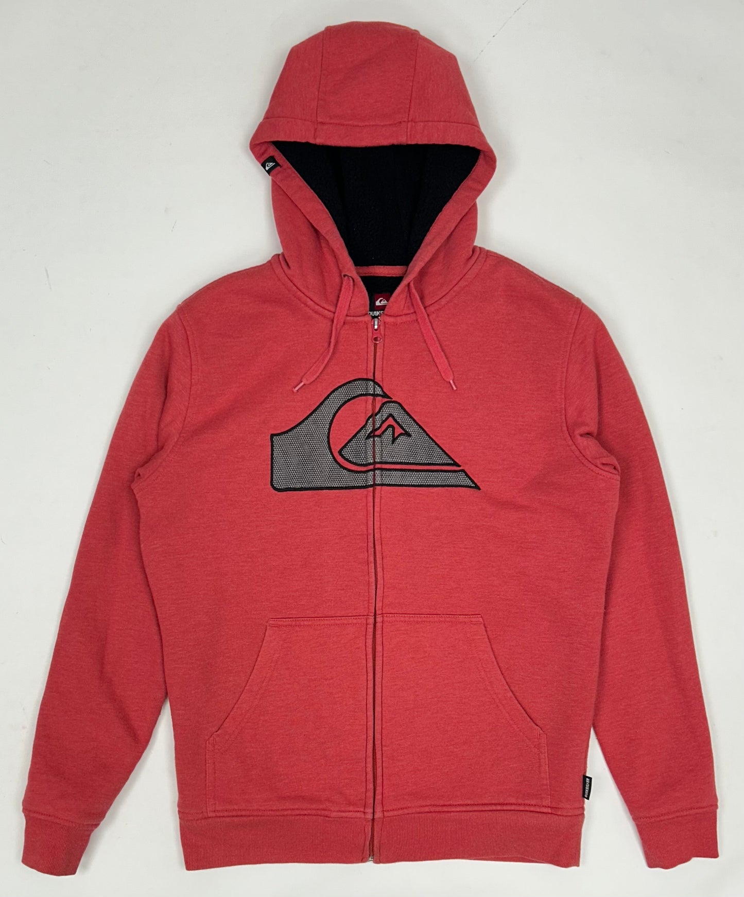Vintage 00s Quiksilver Boarding Brand Fleece Inside Zip Hoodie Sweatshirt Small 22.25x27.75 Inches