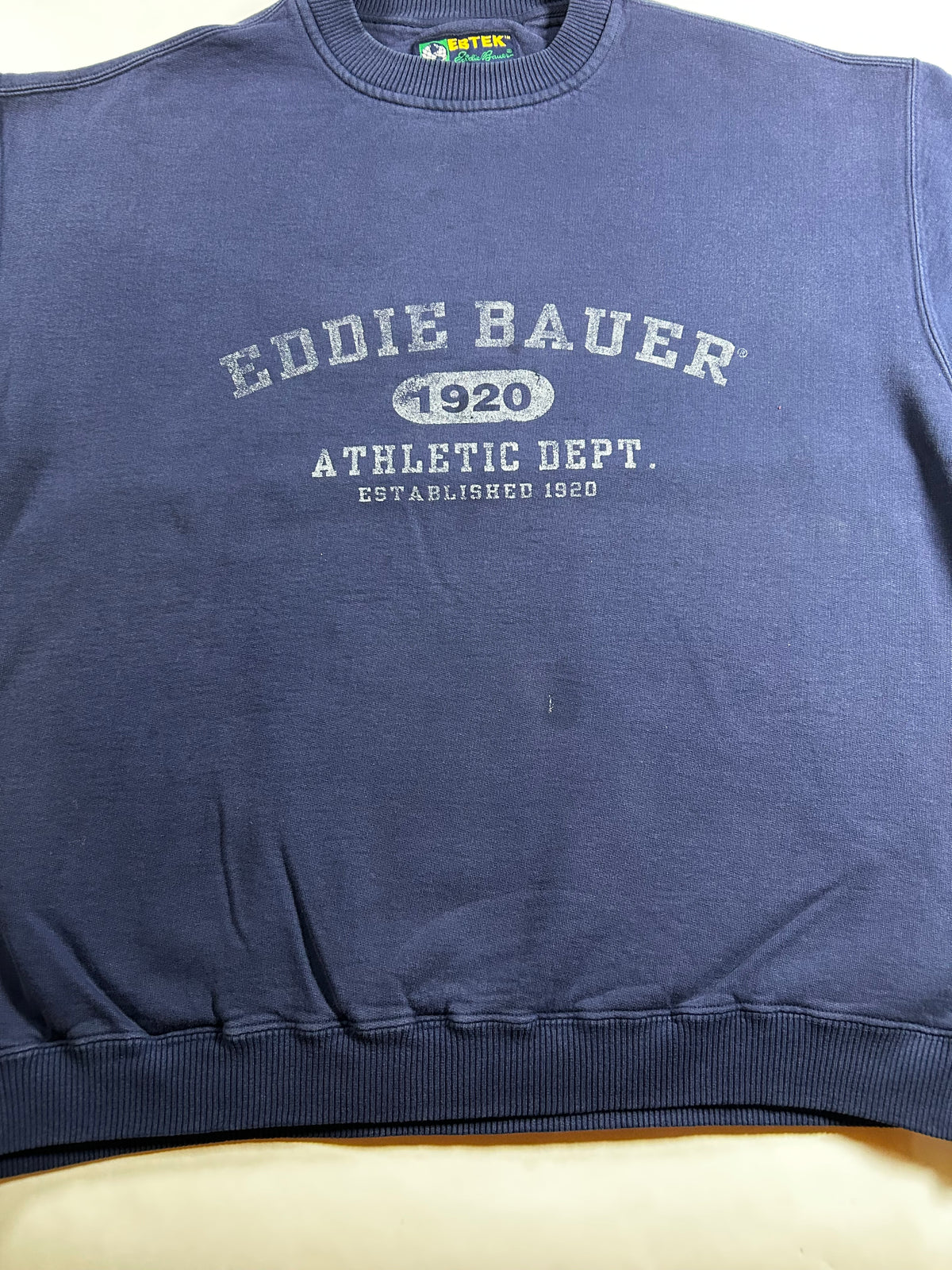 Vintage Eddie Bauer Athletic Department Crewneck Sweatshirt EBTEK 27x28 Inches Large As Is Has Wear & Marks