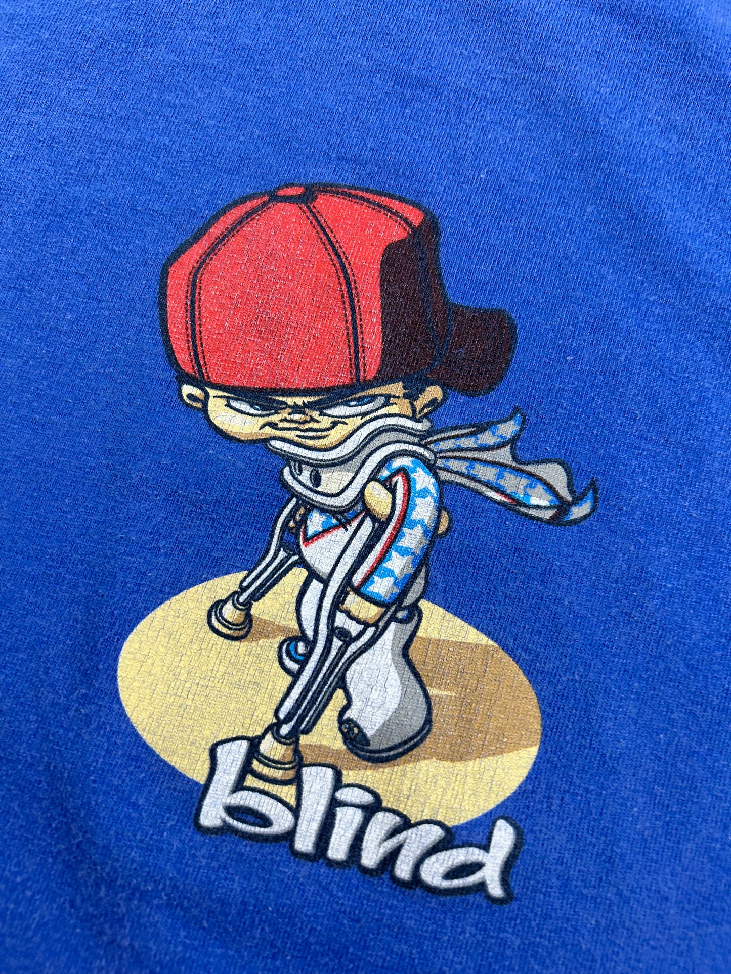 Vintage Blind Skateboards Josh Kasper Stunt Man Graphic Skate Tee Large Made In USA 2001