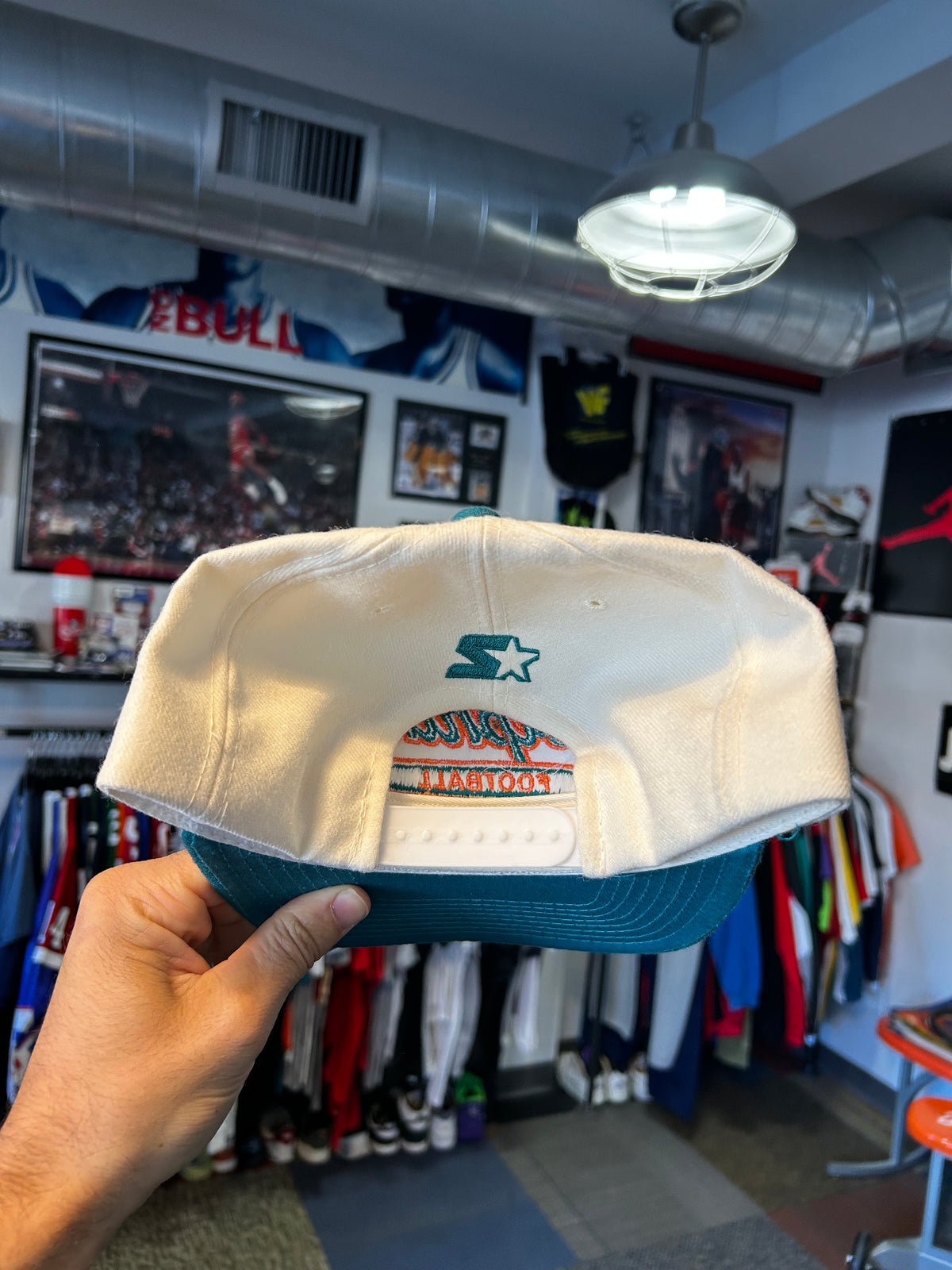 Vintage Miami Dolphins Football NFL Script Snapback Hat Starter Rare 90s Wool