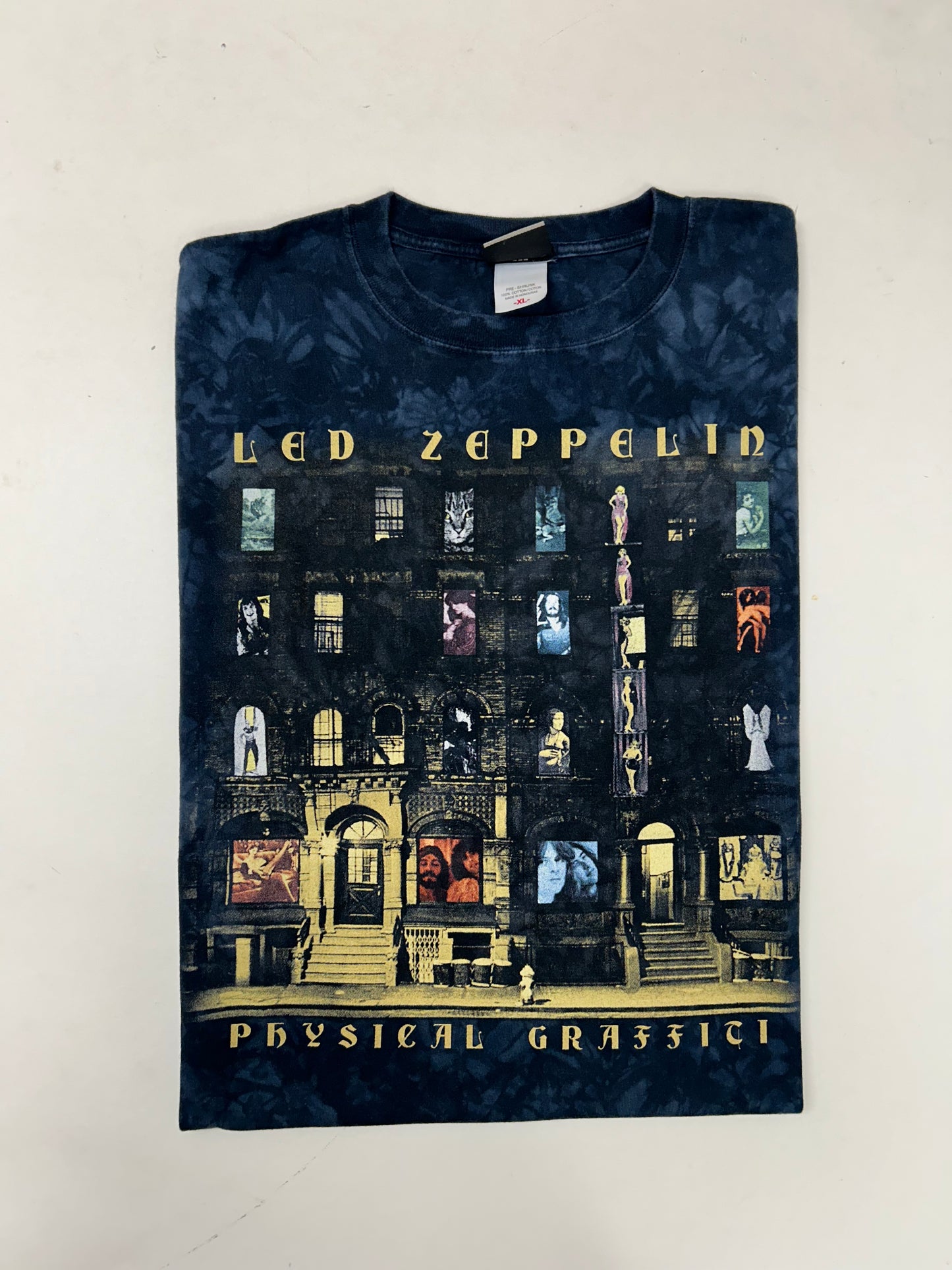 Vintage 00s Liquid Blue Led Zeppelin Physical Graffifi Music Band Tie-Dye Tee XL Big Fit Anvil Tag 25x29.5 Inches