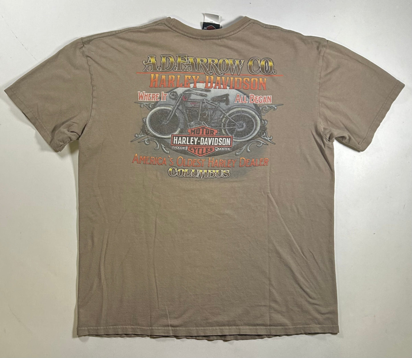 2010s Harley Davidson Motorcycles Columbus Tee As Is Worn XL 23.5x29.25 Inches