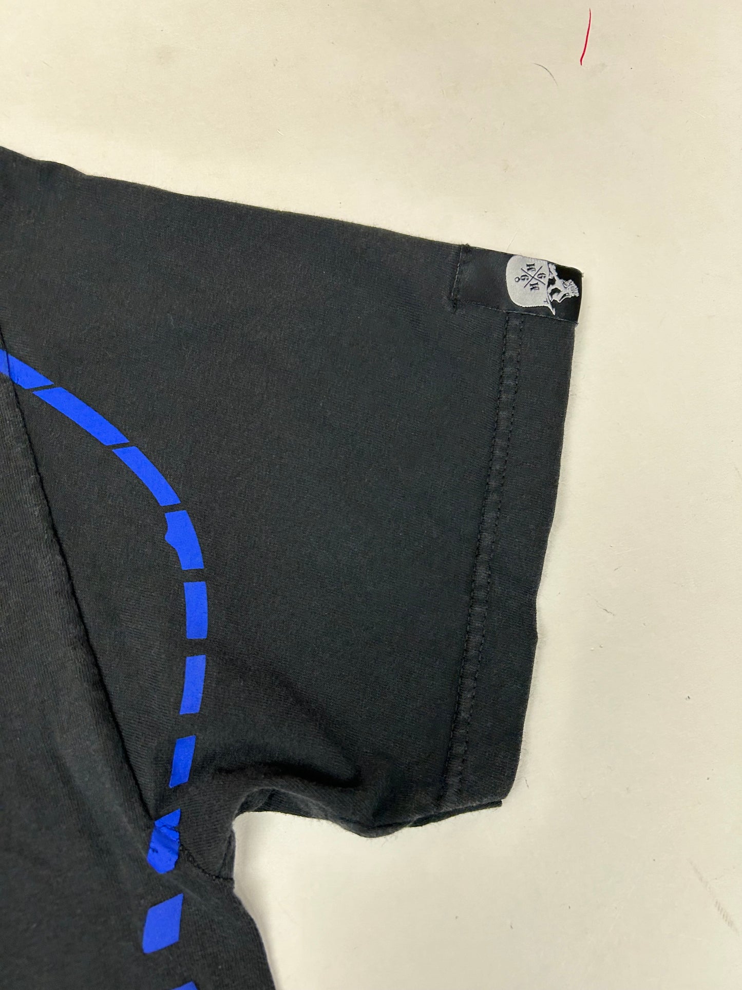 Vintage 00s Metal Mulisha Skull Sergeant Motocross Dirt Biking Shirt Large 21.5x30 Inches Black/Blue