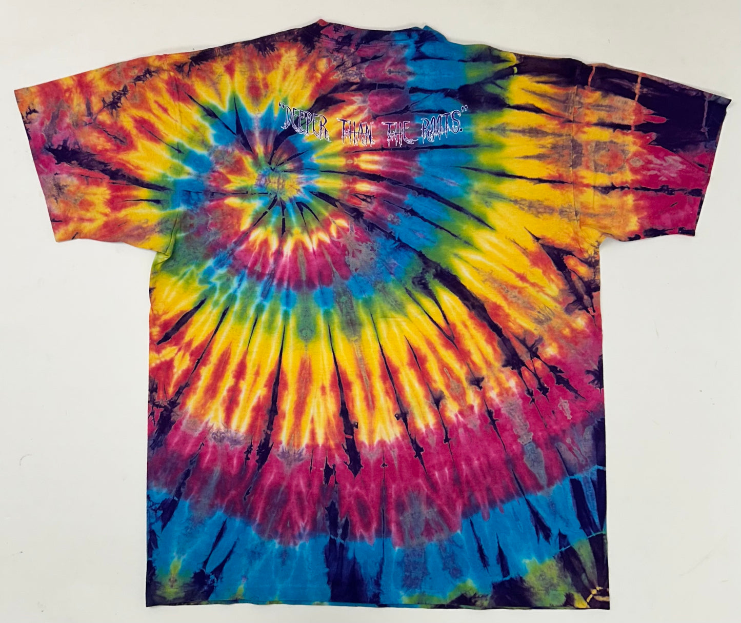 Edgewood NJ “Deeper Than The Roots.” First Edition Oneita Tie-Dye Tee XL 25.25x32.25 Inches 100% Cotton USA Made
