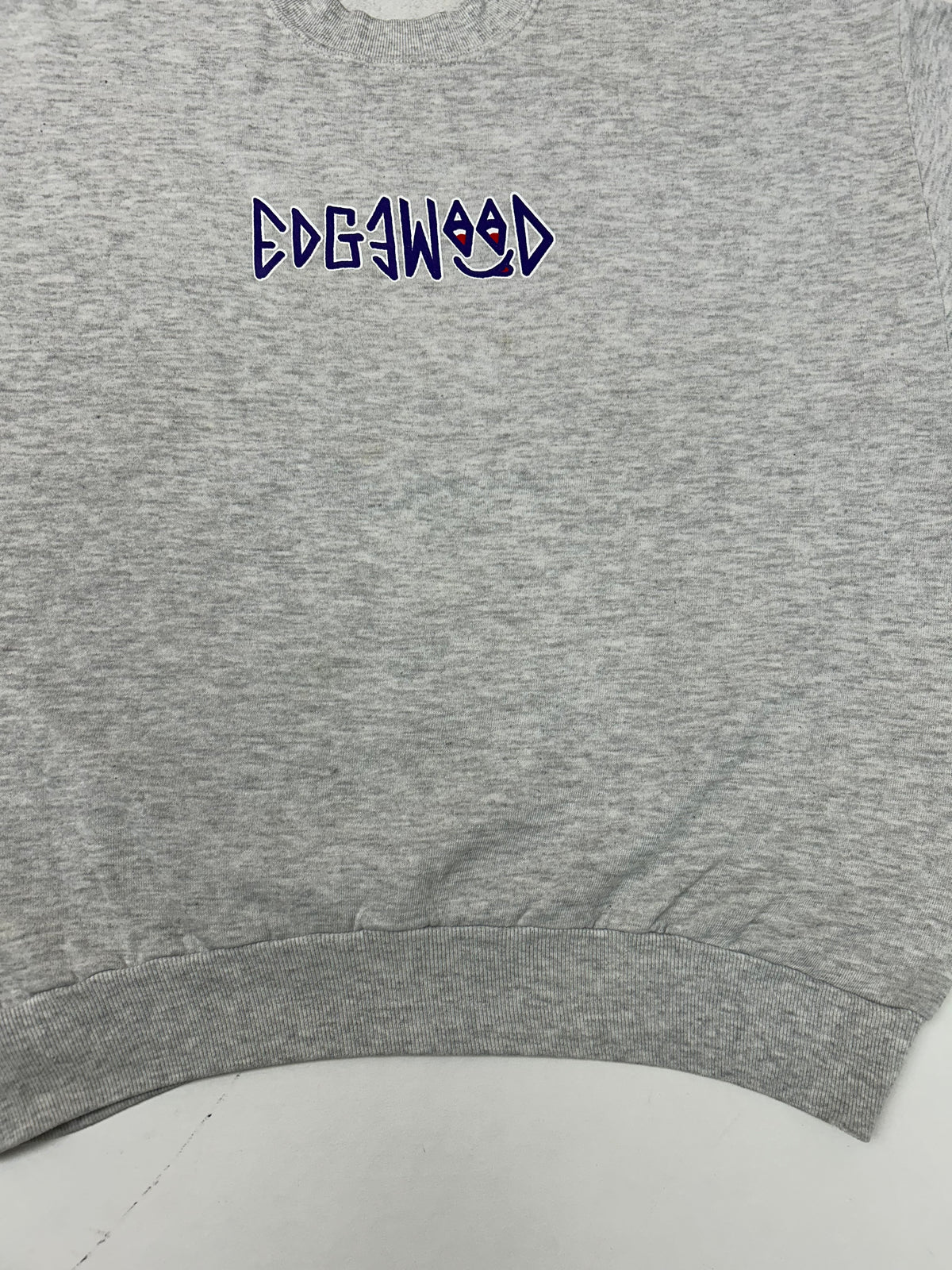 Edgewood New Jersey Deeper Than The Roots Crewneck Sweatshirt Jerzees Tag 50/50 Blend USA Heather Gray Thin Boxy Fit 24.5x25.75 Inches As Is
