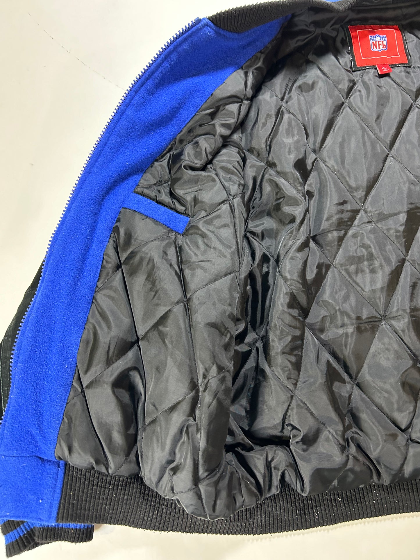 Vintage 00s NFL New York Giants Zip Varsity Jacket Style Jacket Large 27.25x28.75 Inches Has Wear As Is