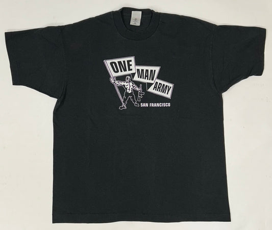 Vintage One Man Army Pink Rock Band Tee San Francisco Adeline Records Green Day XL 23.75x29 Inches