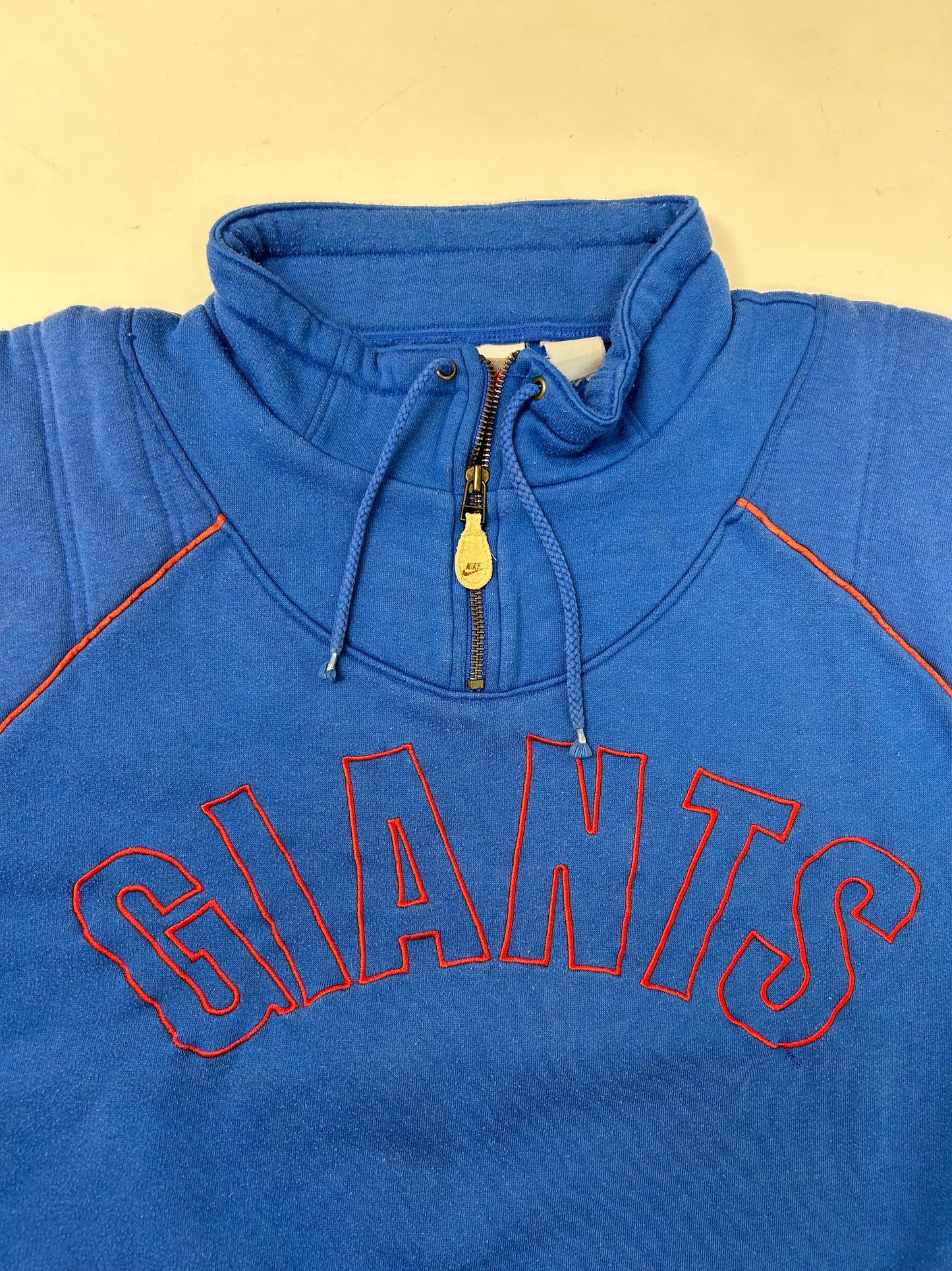 Vintage Nike NFL Quarter Zip Jacket New York Giants Large 25.5x25.25 Inches 80s 90s Rare