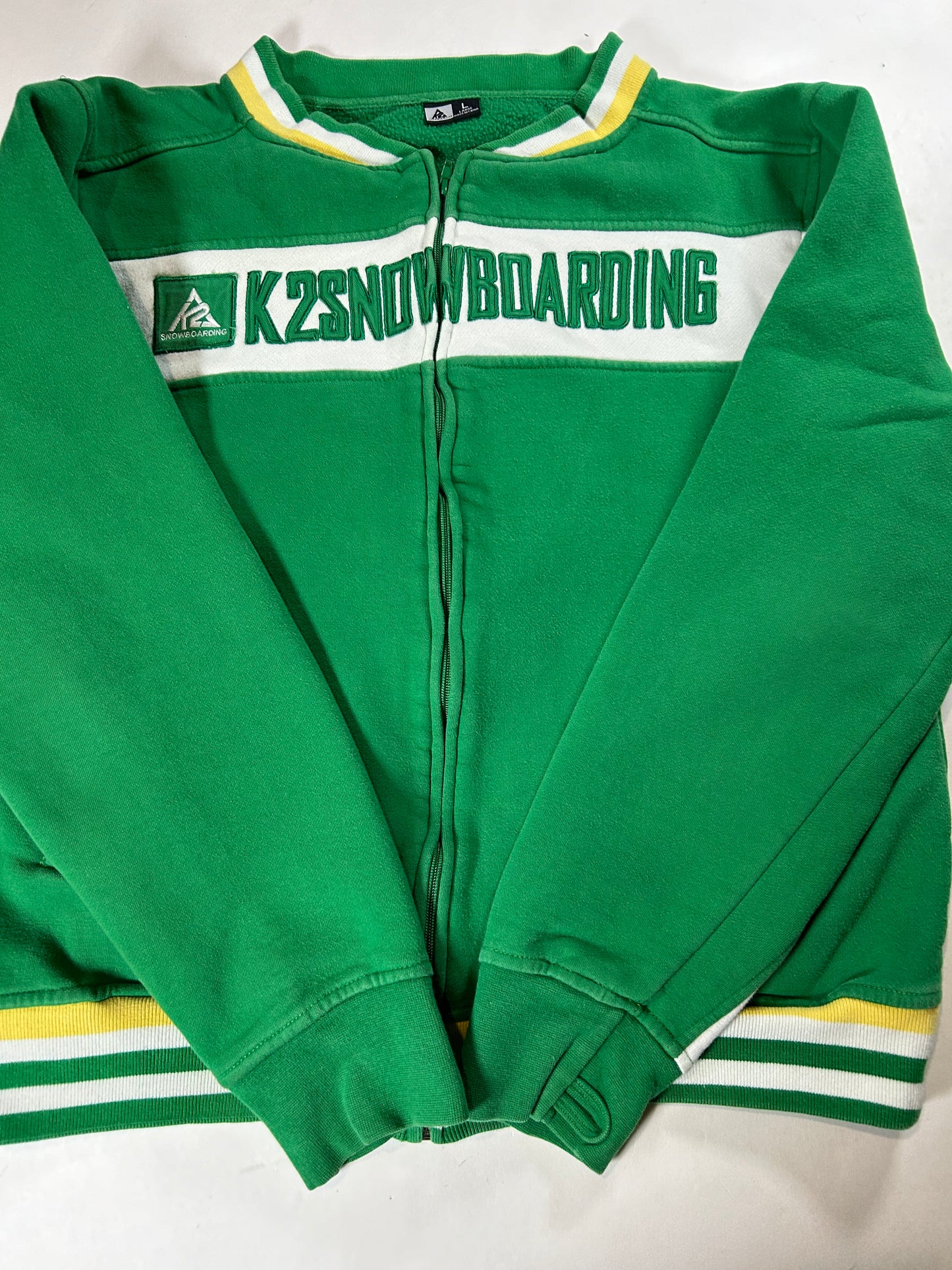 Vintage 2000s K2 Snowboarding Zip Track Jacket Style Sweatshirt Medium/Small Fit 22x24.75 Inches Green