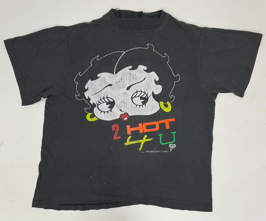 Vintage 90s Betty Boop 2 Hot 4 U Promo Tee Worn In Great Wear & Fading XL/L Boxy Fit 24.25x27.25 Inches As Is