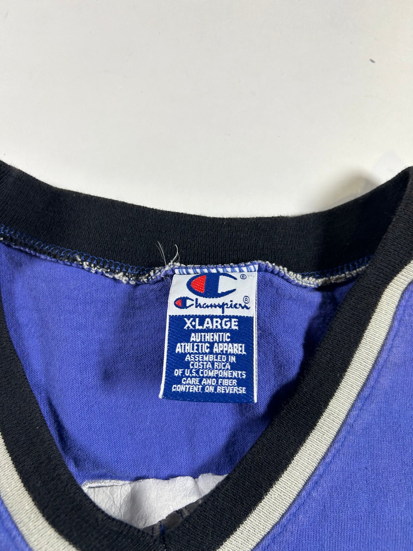 Vintage 90s New York Knicks Champion Authentic Shooting NBA Shirt XL 26x30.25 Inxhes As Is Has Faint Stain On Front Near V-Neck Area
