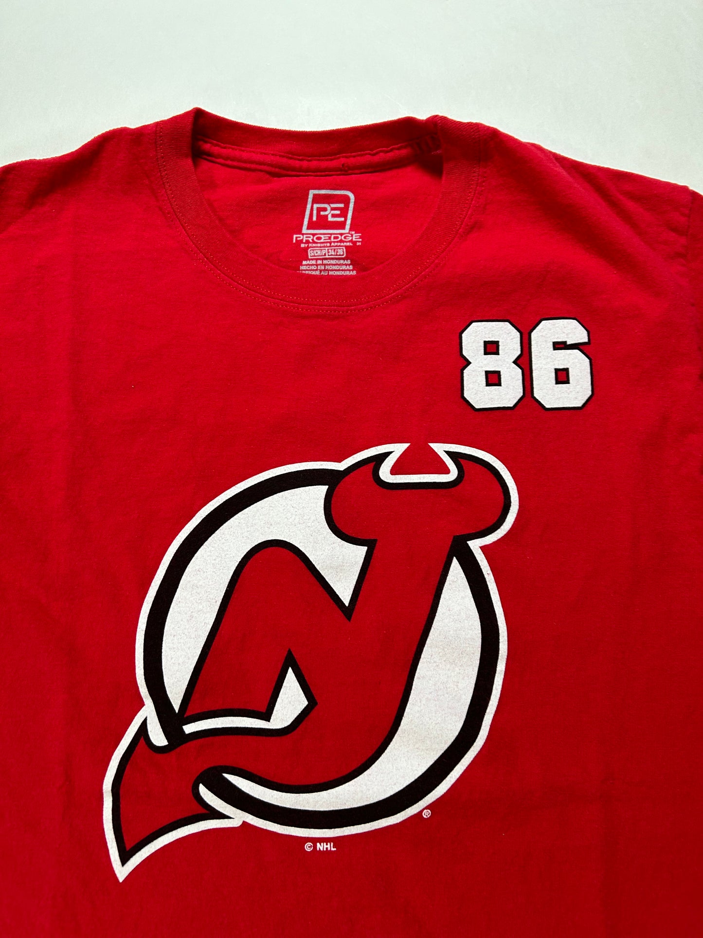 Pro Edge New Jersey Devils Jack Hughes NHL Player Tee Small Red