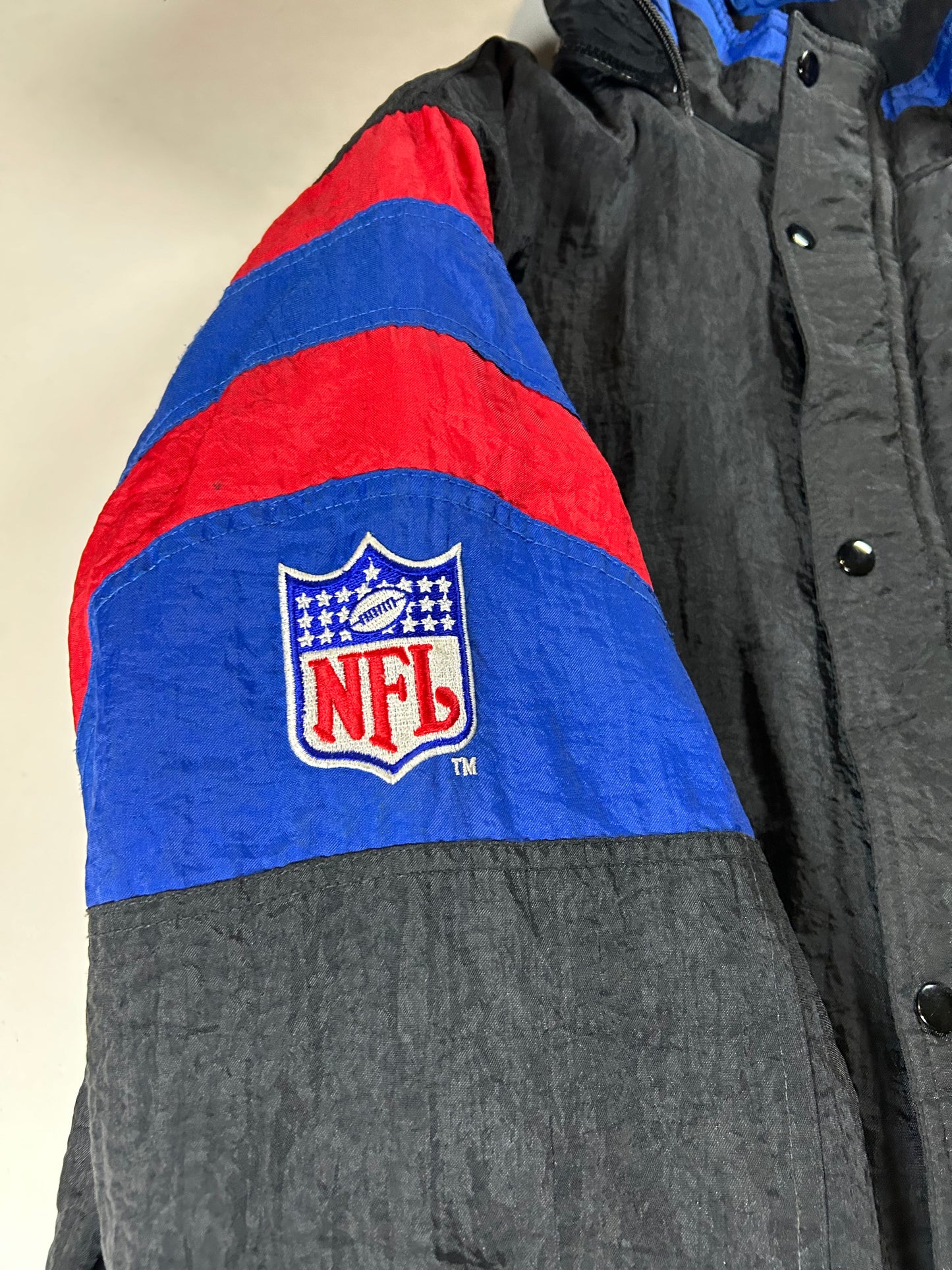 Vintage 90s Starter New York Giants Jacket Zip Puffer Quilted Jacket Large Can Fit XL 27x29.25 Inches NYG