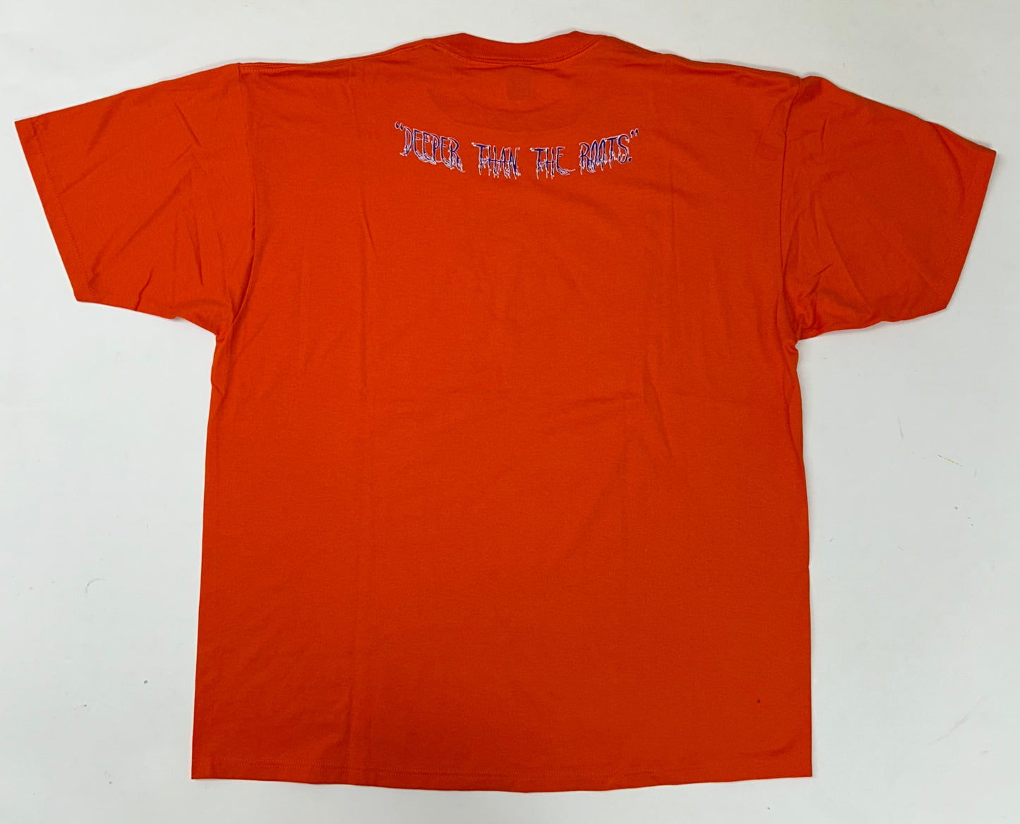 Edgewood NJ first edition “Deeper Than The Roots.” Tee 2XL 
26.25x32.5 Inches Jerzees Tag 50/50 Blend USA Orange