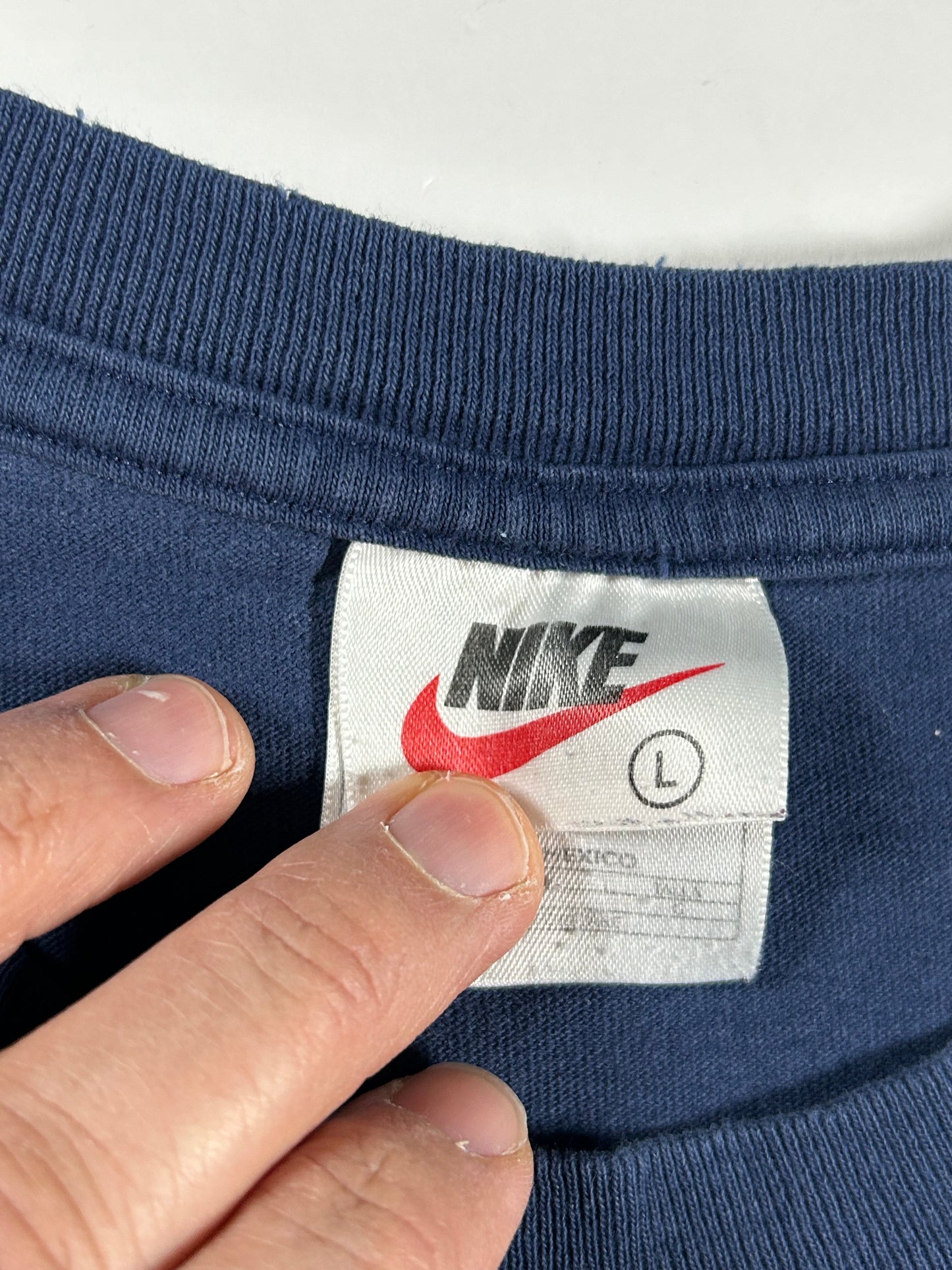 Vintage 90s Nike Center Swoosh Long Sleeve Tee XL 24x30 Inches Navy