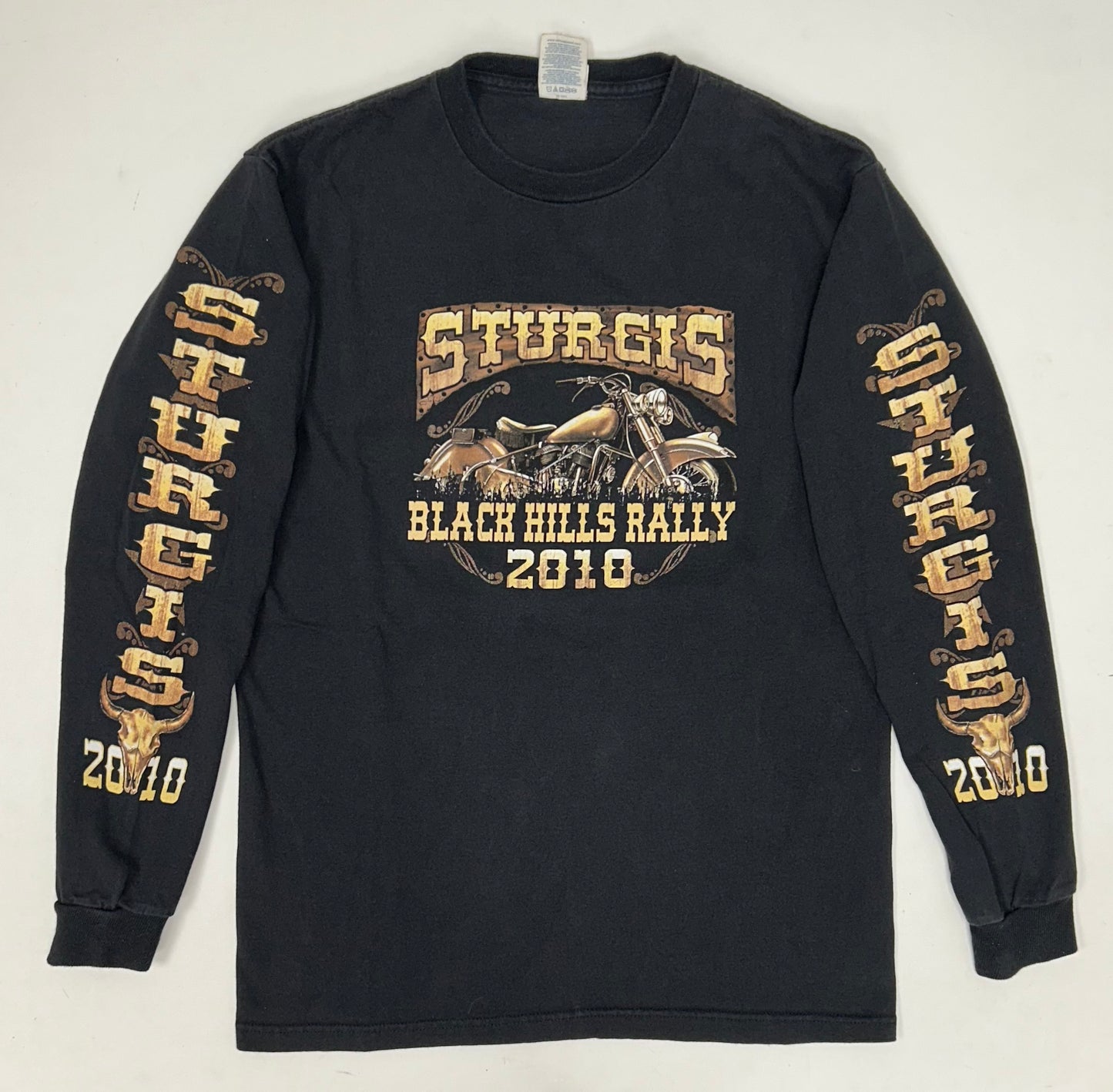 2010 Sturgis Black Hills Rally Motorcycle Long Sleeve Tee Small 18.5x27 Inches