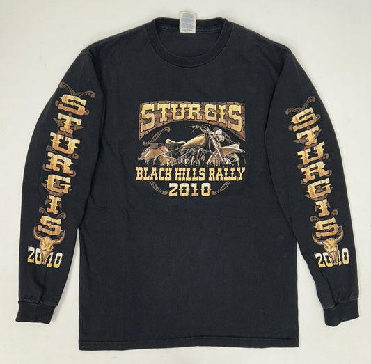 2010 Sturgis Black Hills Rally Motorcycle Long Sleeve Tee Small 18.5x27 Inches