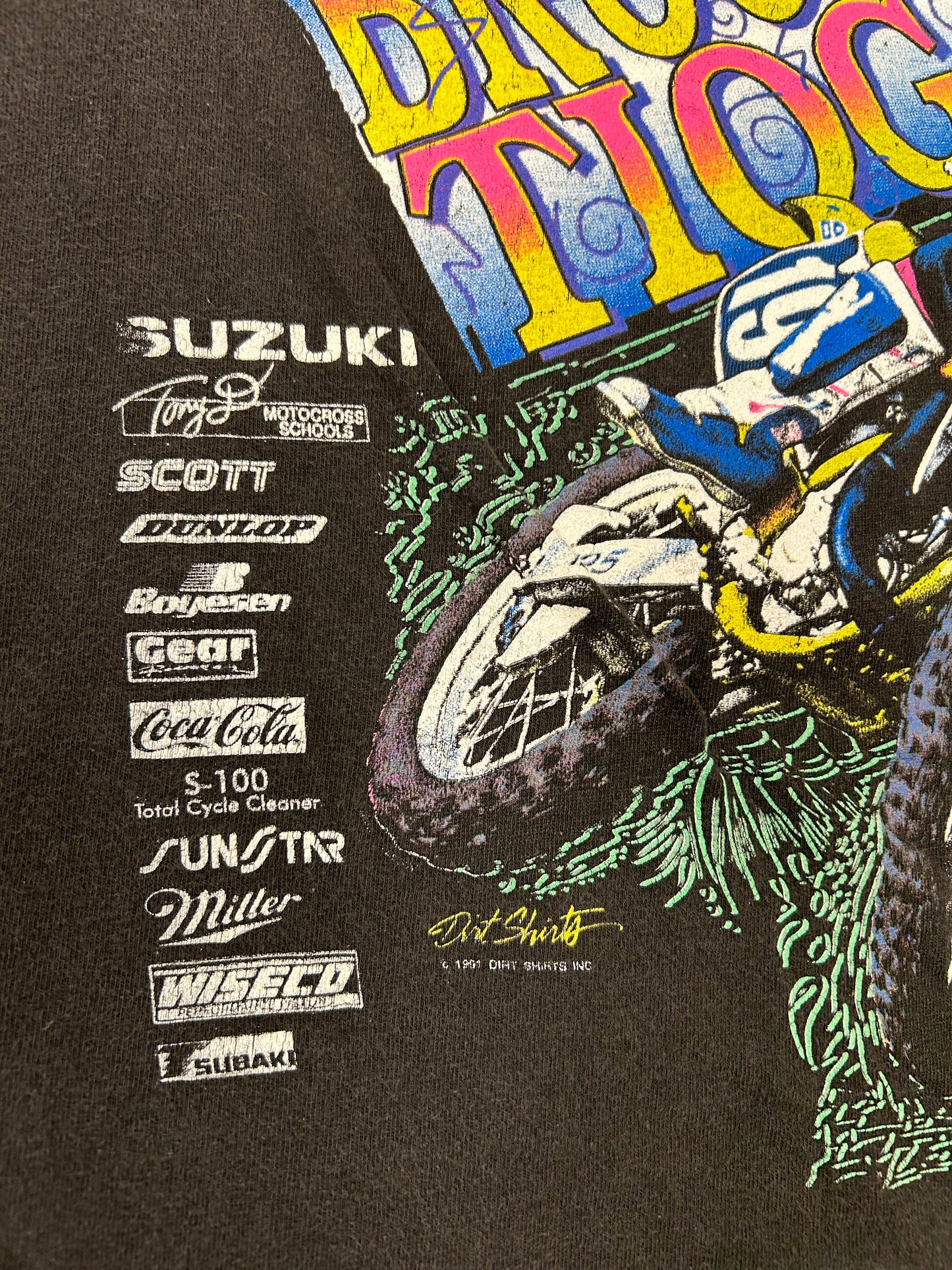 Vintage Broome Tioga Pro Nationals Motocross 1991 Promo Tee Dirt Shirts Medium/Large 20x26.5 Inches