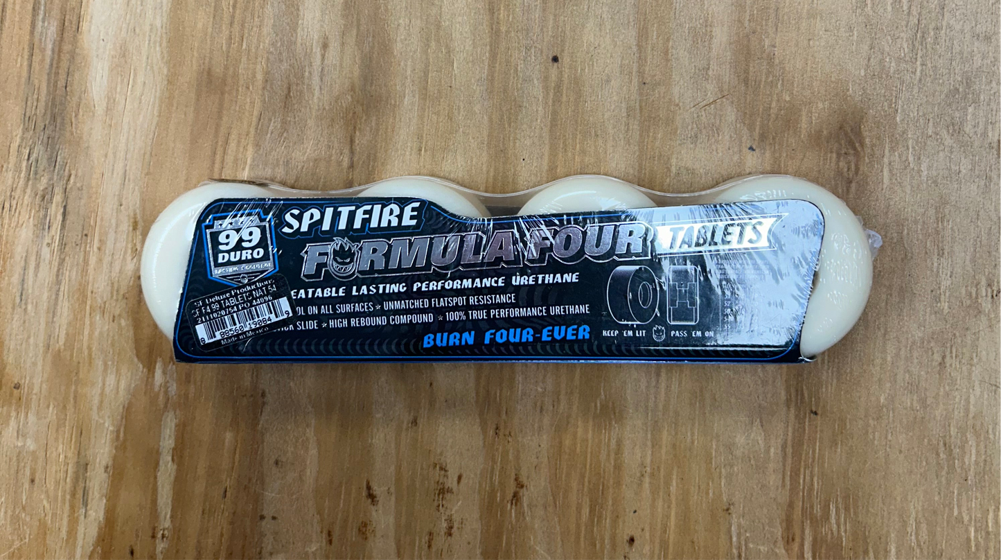 Spitfire Formula 4 Tablets 99 Duro 54 MM White/Blue Wheel