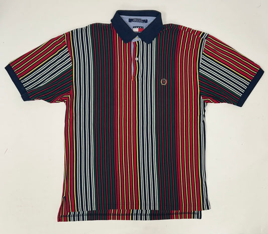 Vintage Tommy Hilfiger Multicolored Polo Shirt  Striped Crest 90s Short Sleeve M