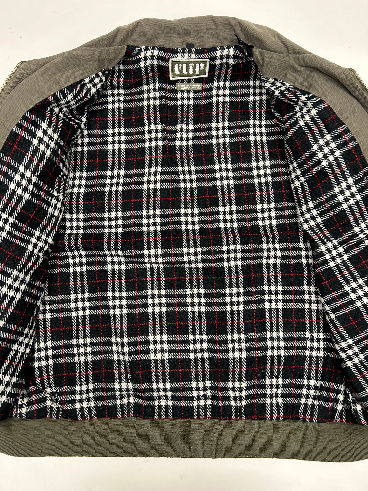 Vintage Flip Skateboards Army Military Style Zip Skateboarding Jacket Medium 24.5x27.25 Inches