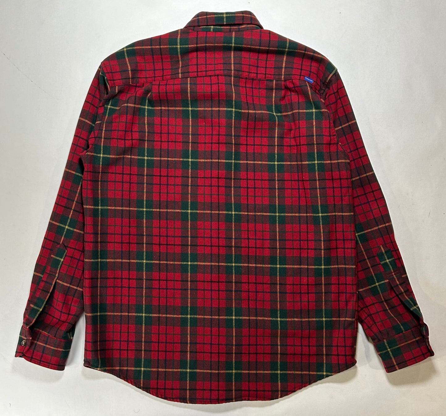 Pendleton Plaid Fireside 100% Wool Button Down Flannel Shirt Large 23.5x30.75 Inches Red Green