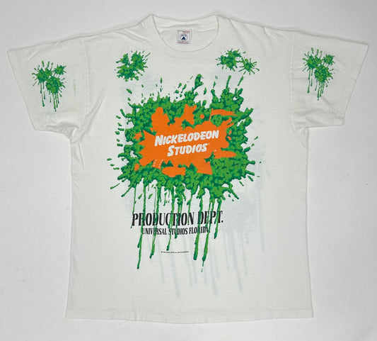 Vintage Nickelodeon Studios Production Dept. Universal Studios Slime Tee Large 22.5x28.75 Inches