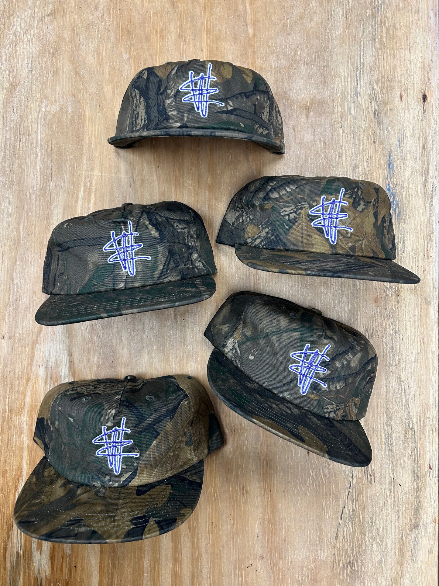 Edgewood NJ EW 973 Team Logo 5 Panel Cotton Adjustable SnapBack Hat Vintage Camo