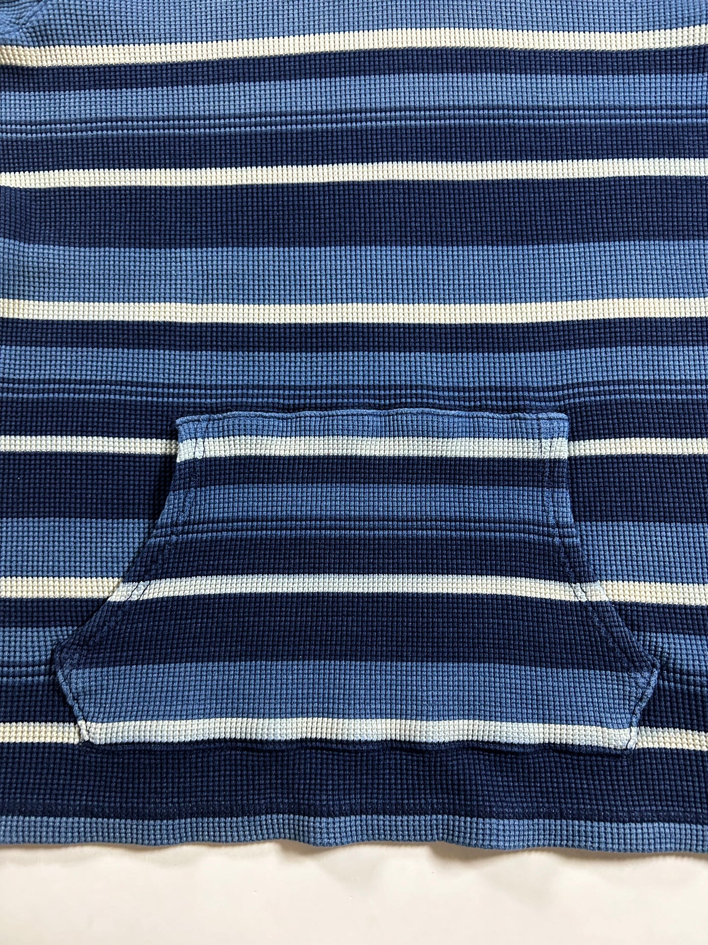 Polo Ralph Lauren Striped Waffle Knit Pullover Hoodie Sweatshirt 20.5x28.5 M/S Fit