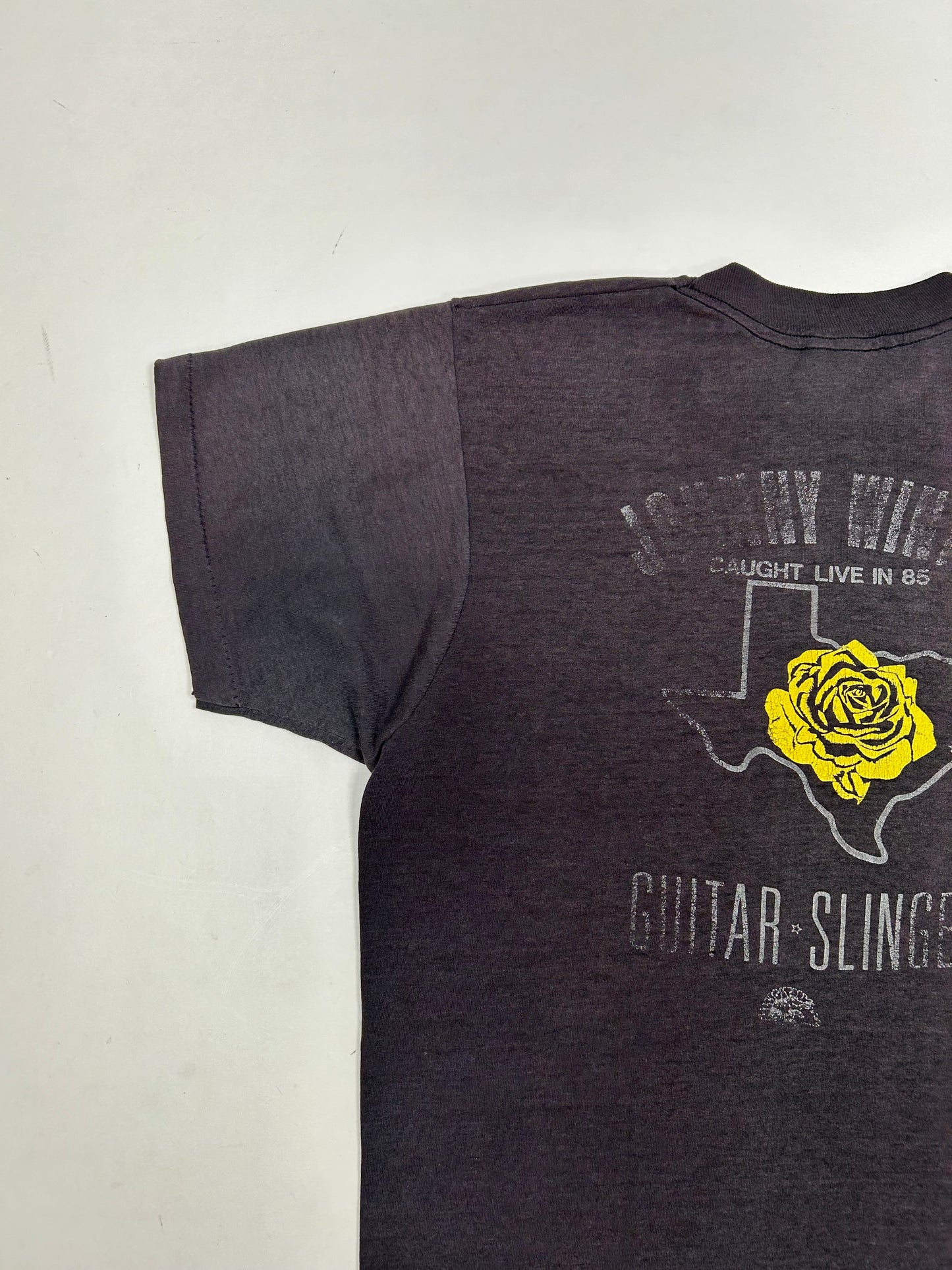 Vintage Johnny Winter Caught Live In ‘85 Guitar Slinger Music Band Tee Very Thin Shirt 18.75x25.5 Inches Small/Medium Fit