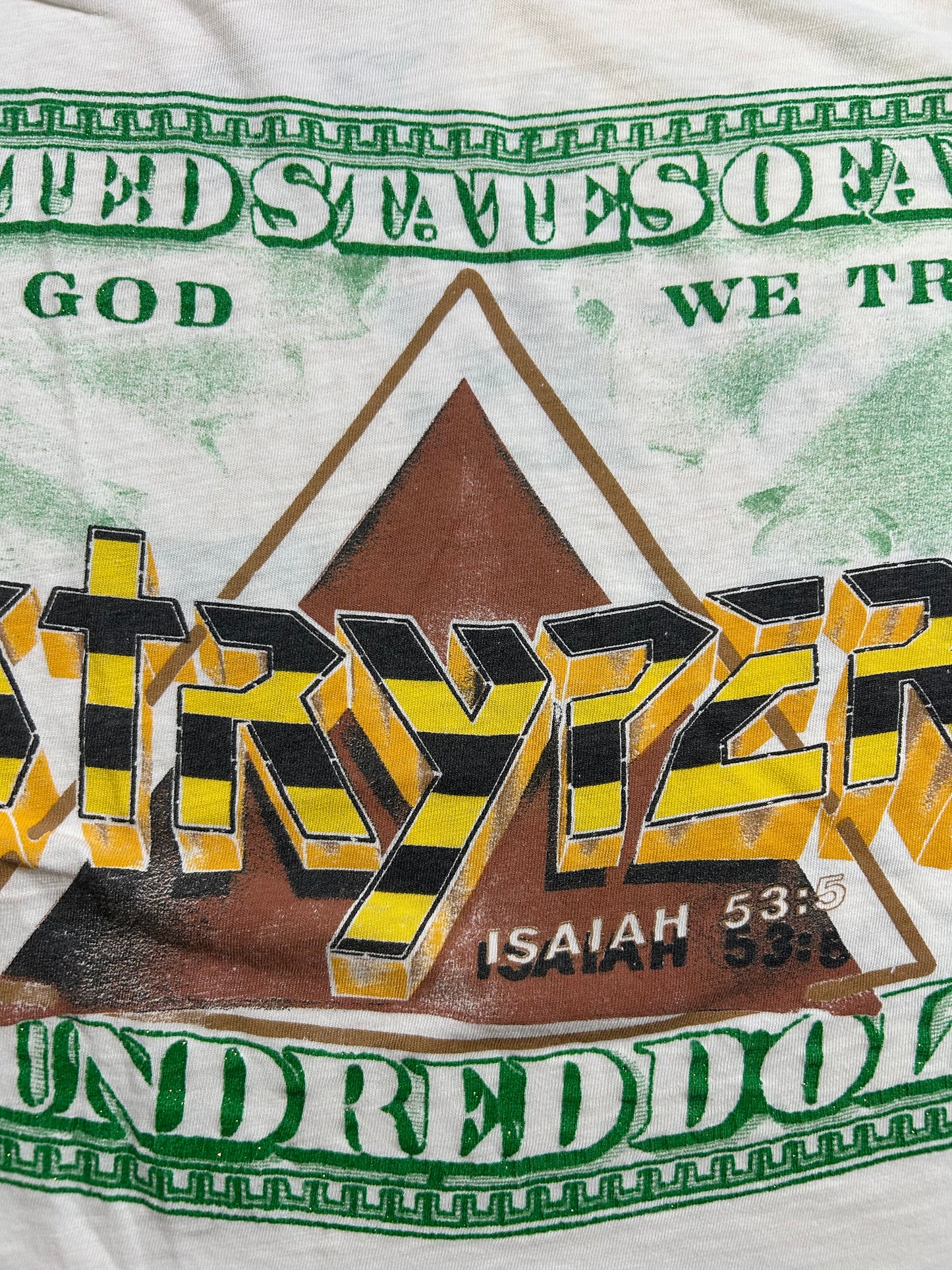 Vintage Stryper In God We Trust 1988-89 World Tour Band T-shirt Worn In As Is Large/Medium Fit 21x27 Inches