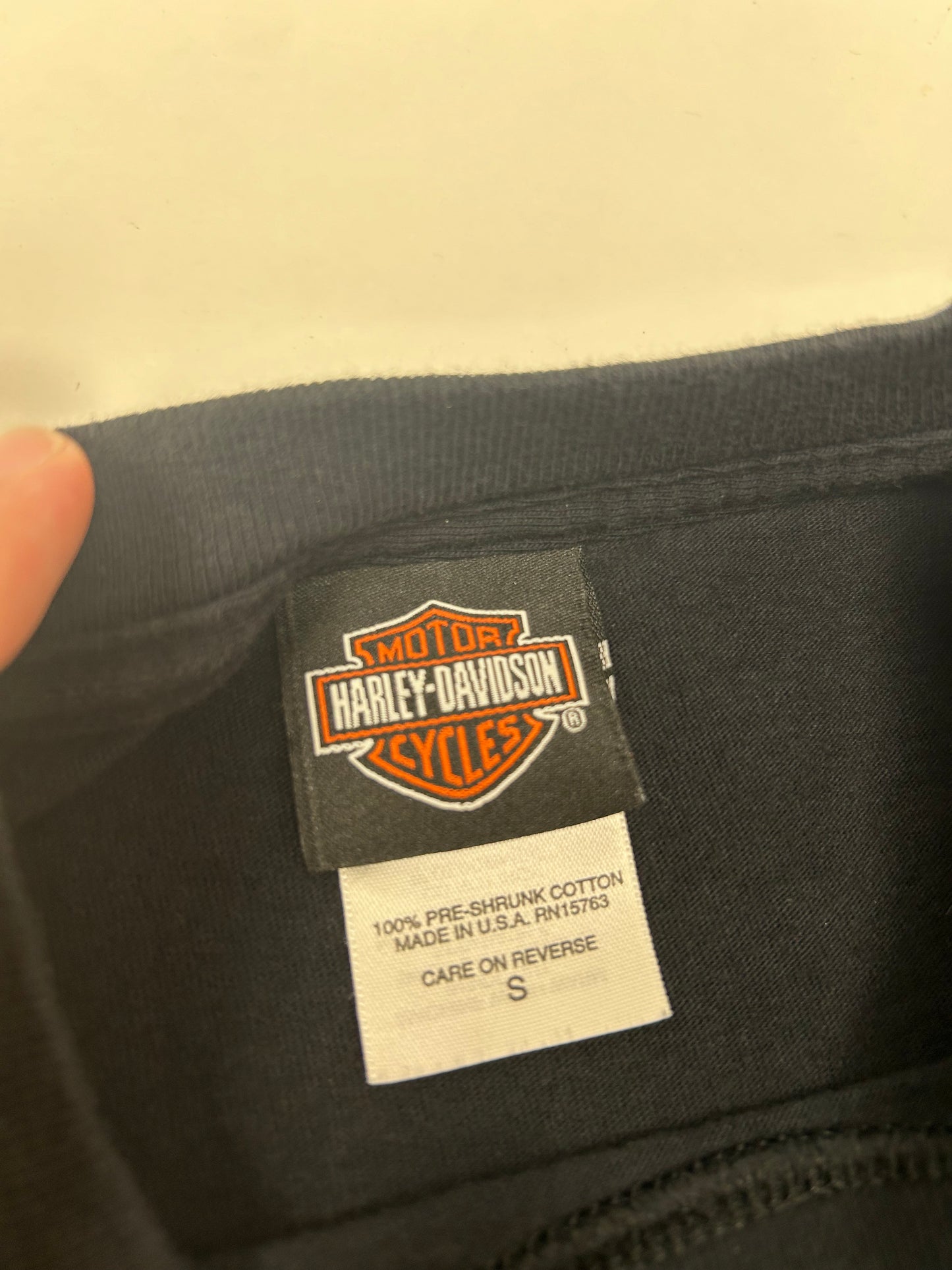 Vintage 2000s Harley Davidson Motorcycles Tilley’s Historic Salisbury, NC Flame Long Sleeve Ride It Hot Tee Small 18x28 Inches Black