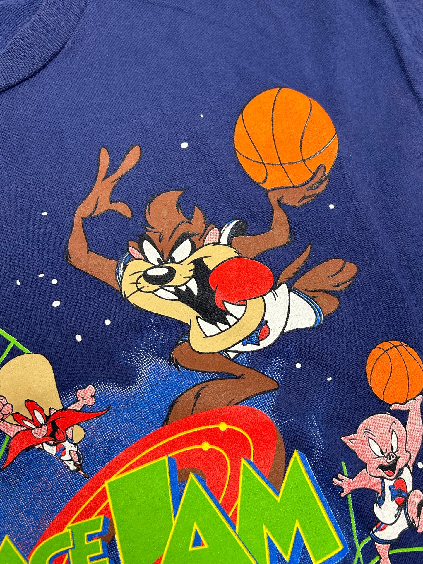 Vintage Space Jam Movie Promo Looney Tunes Warner Bros 1996 Tee Large 21.75x28.5 Inches