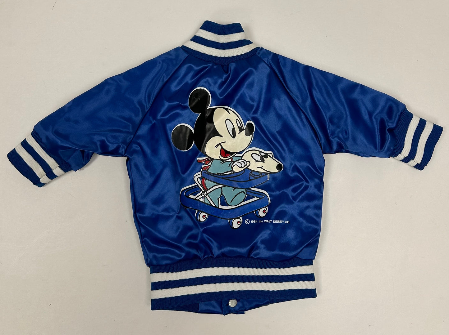 Vintage Chalk Line 1984 DISNEY BABIES Mickey Mouse Satin Snap Jacket Size 6 Months 11.25x14 Inches