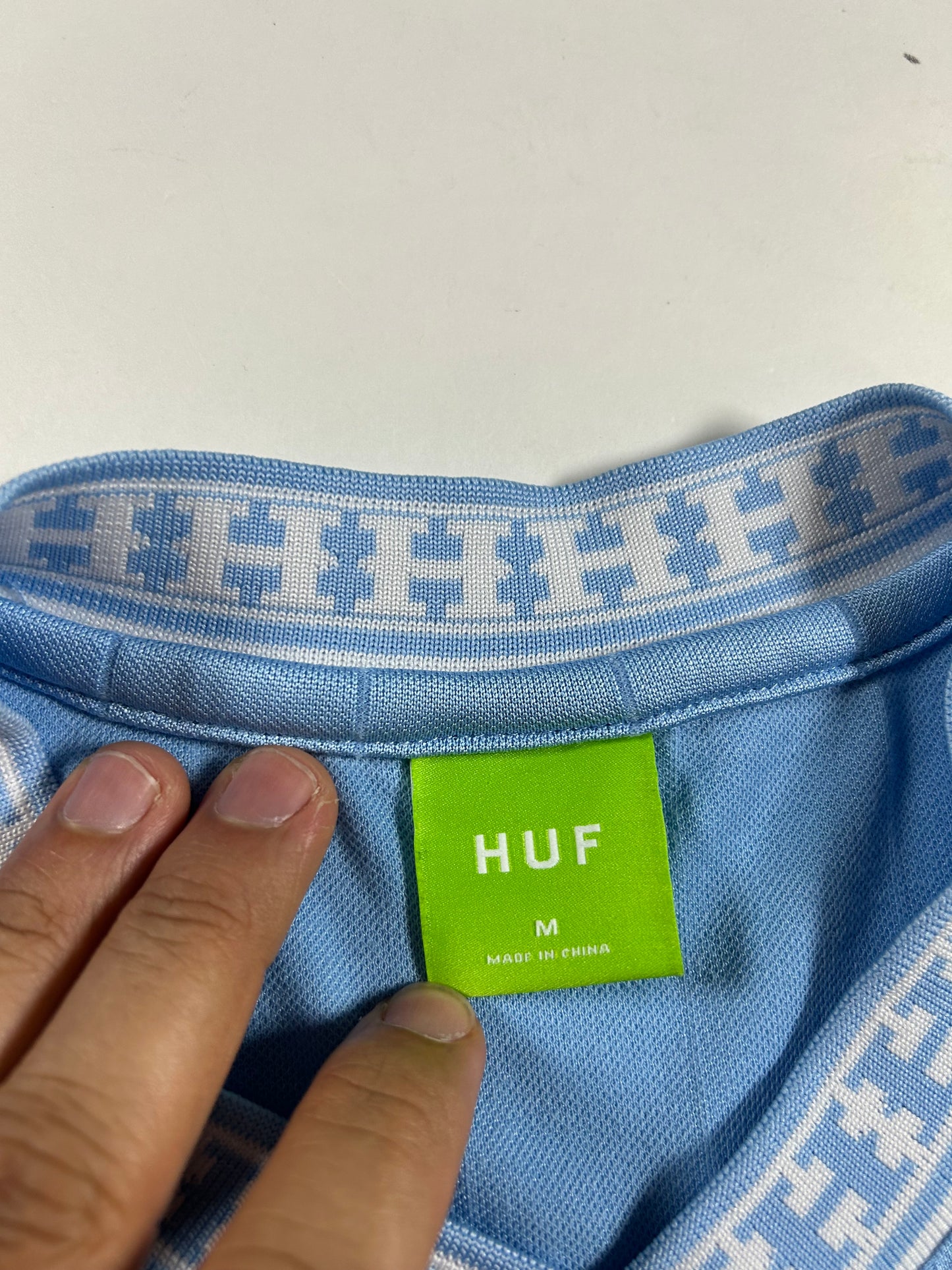 HUF WorldWide Celebrates 20 Years Soccer Jersey Tee Medium 21.5x28.75 Inches Blue Skateboarding