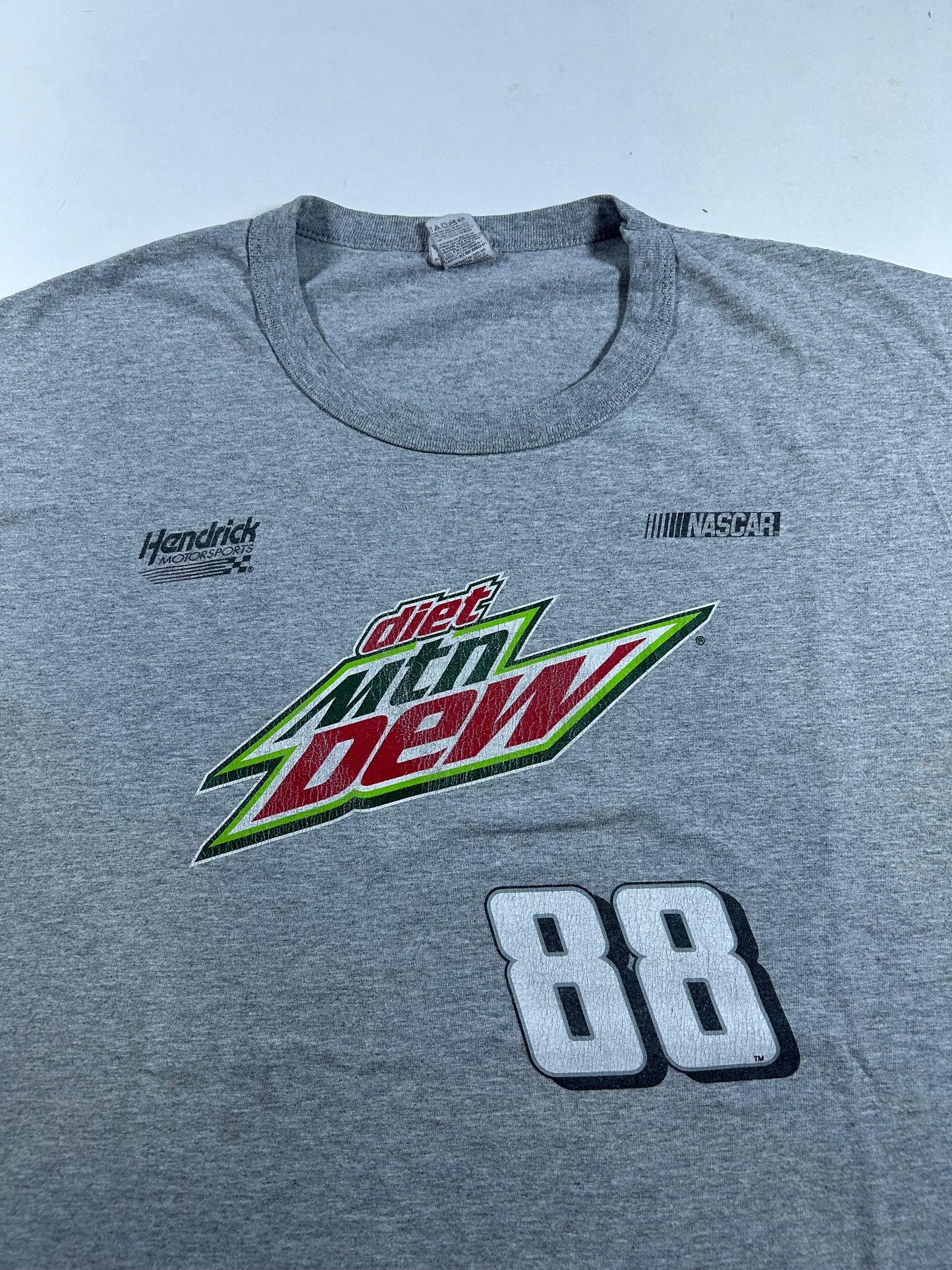 Vintage 2000s Dale Jr. Diet Mtn Dew NASCAR Sleeveless Shirt XL+ Fit 25x30.25 Inches