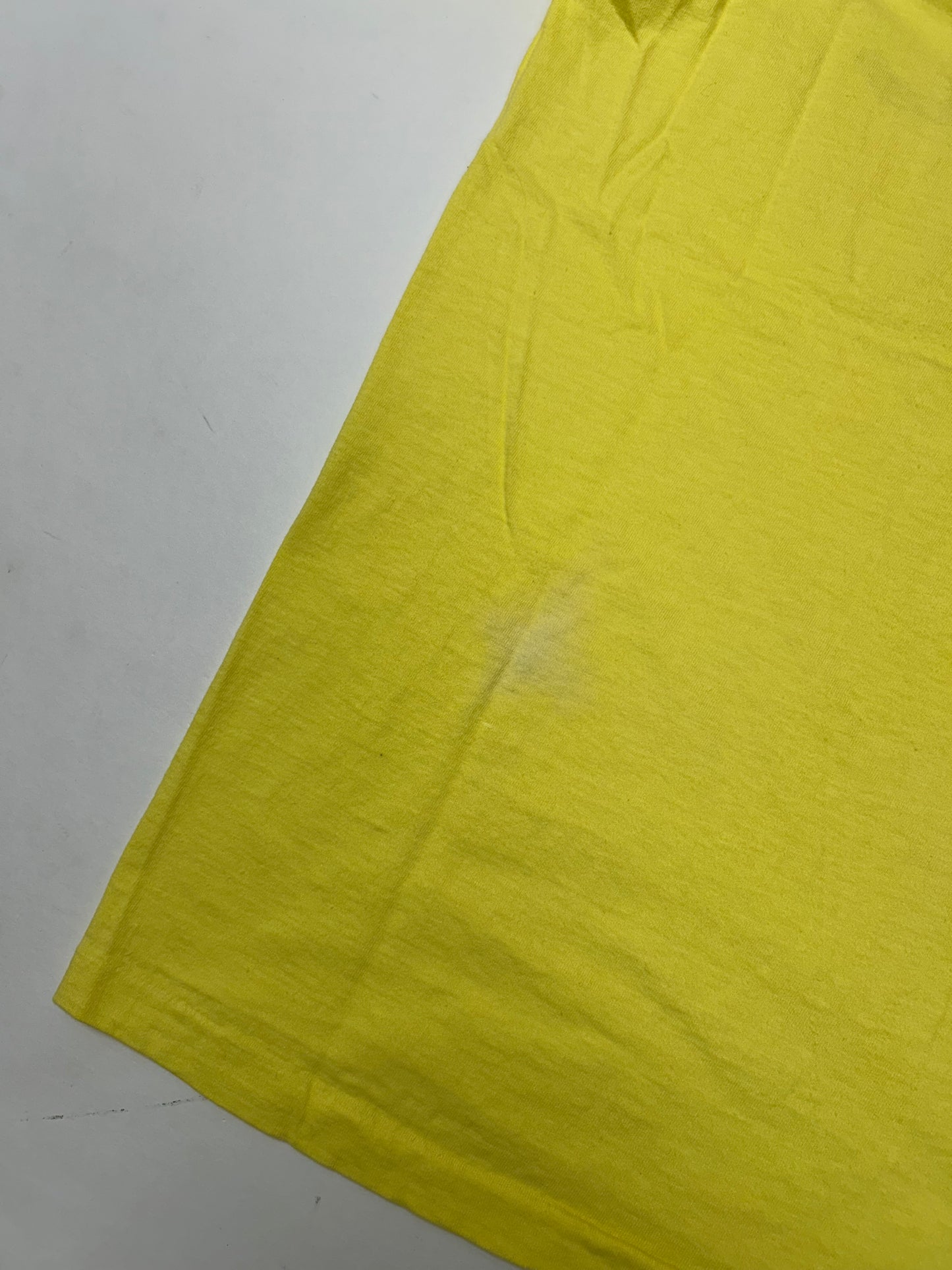 Vintage District Photo Inc Beltsville, Maryland Promo Tee 80s Hanes Beefy T Medium Fit 19.5x27.5 Inches Yellow As Is