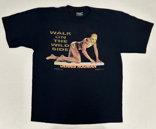 Vintage 1997 Dennis Rodman Walk On The Wild Side Book Promo Tee XL 23.75x29.75 Inches