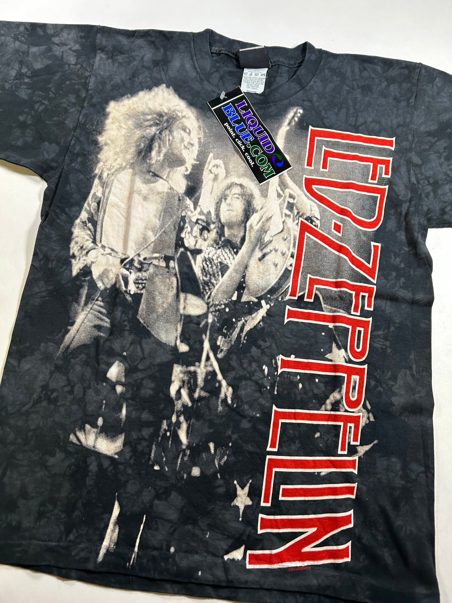 Vintage 2004 Liquid Blue Led Zeppelin Tie Dye Tee Medium 20.5x27.75 Brand New With Sticker Tag