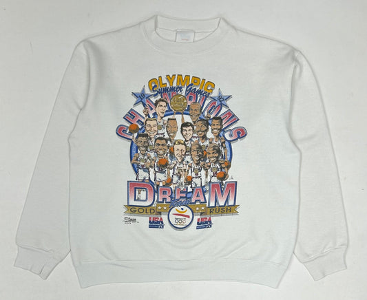 Vintage Salem Sportswear 1992 Barcelona Olympics Team USA Dream Team Caricature Crewneck Medium/Small Fit 22.5x24.75 Inches Great Wear