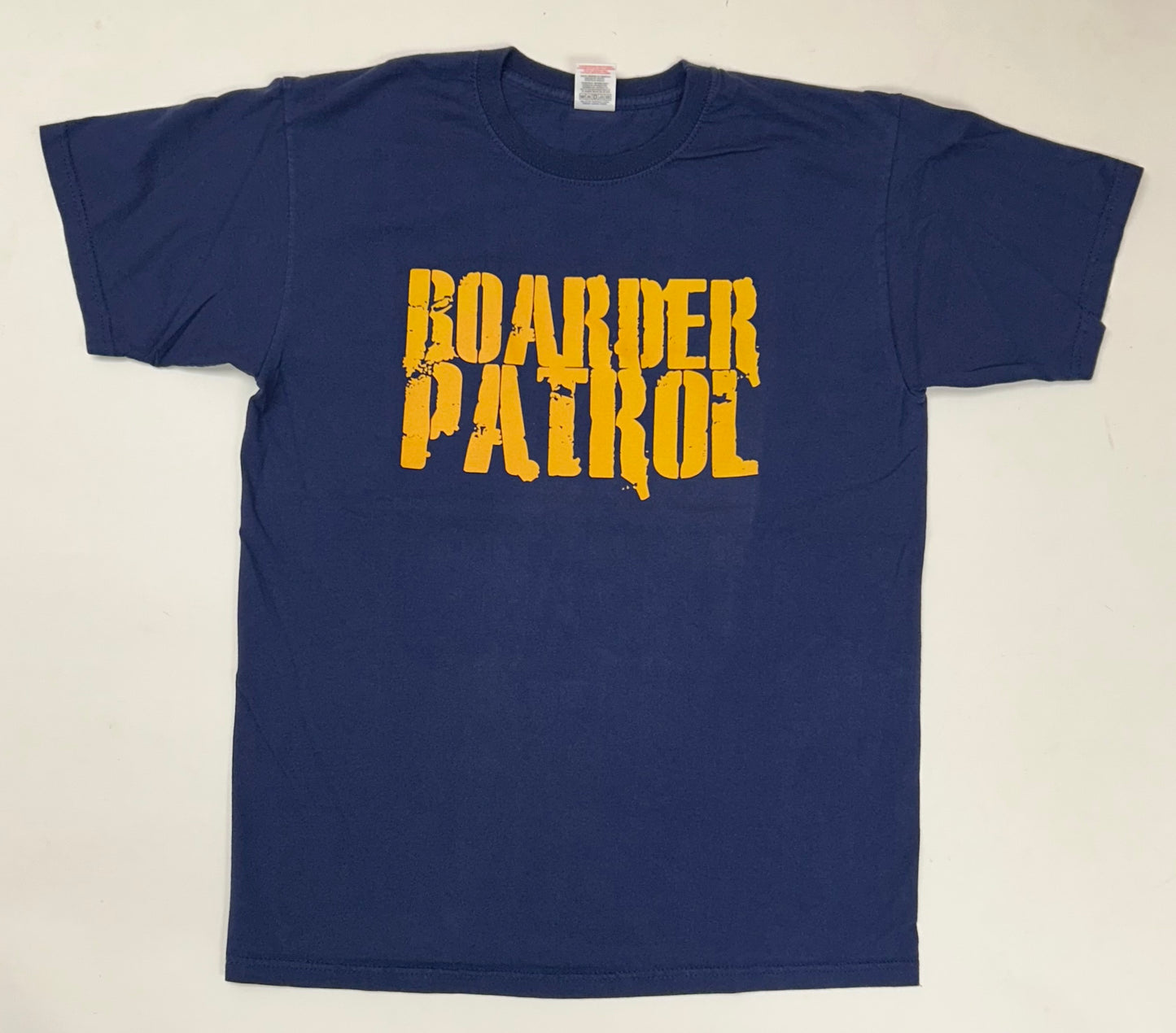 Boarder Patrol Skateboarding Skate Tee Medium 20.25x27.25 Inches Navy 2000s