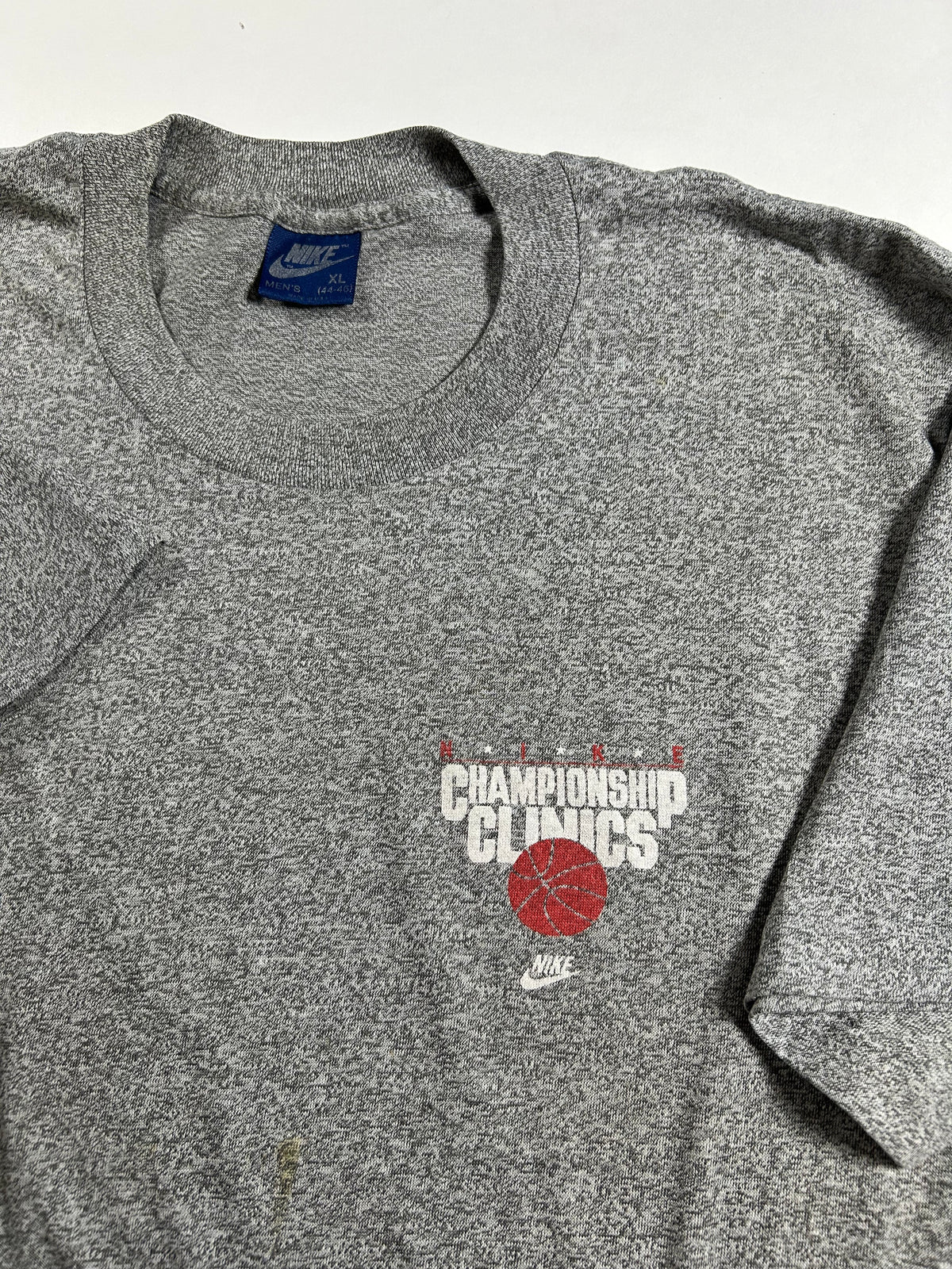 Vintage 80s Nike Championship Clinics Basketball Camp Tee L/M Fit 21x28 Inches As Is